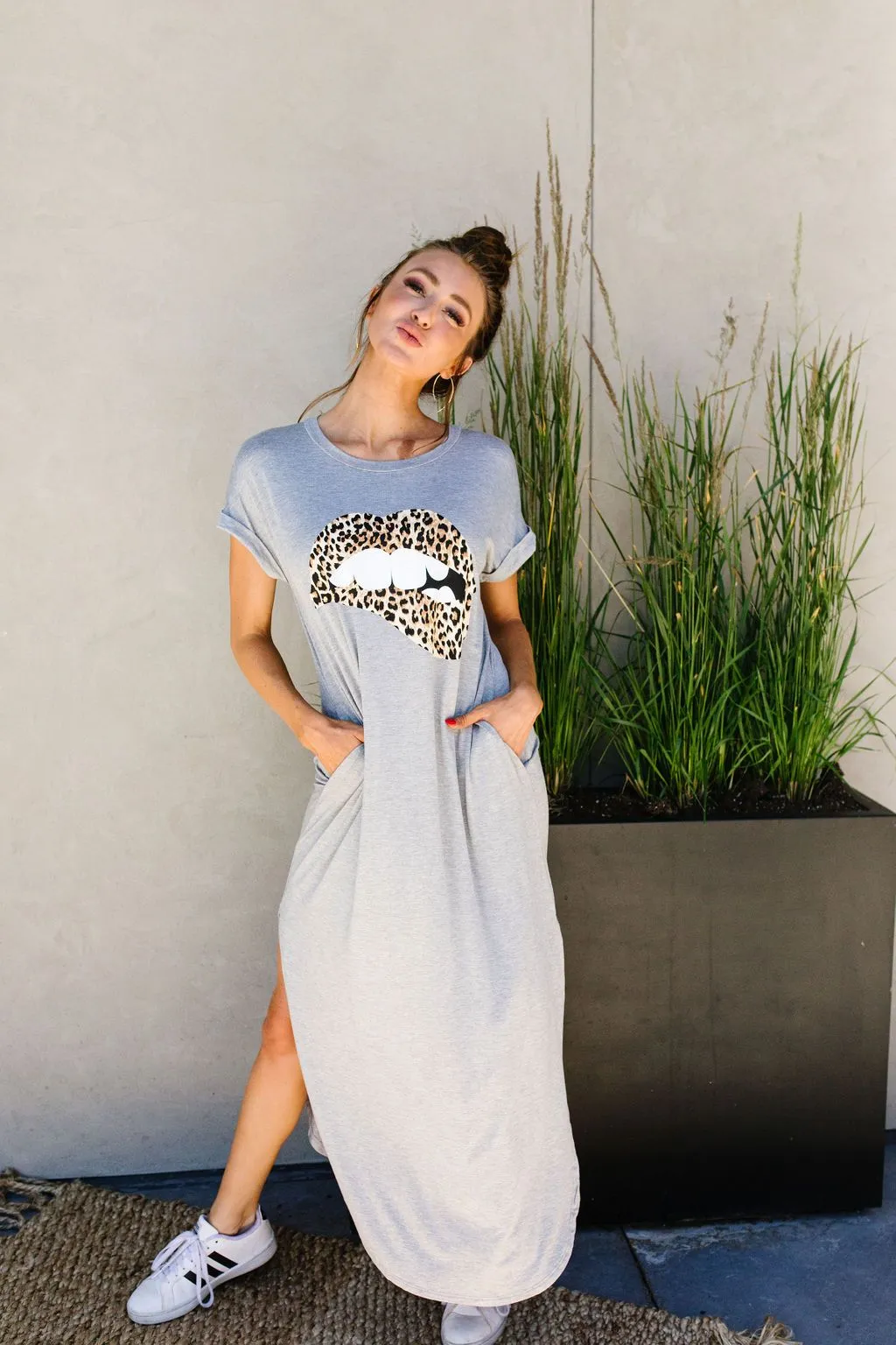 Don't Give Me Any Lip Maxi In Heather Gray