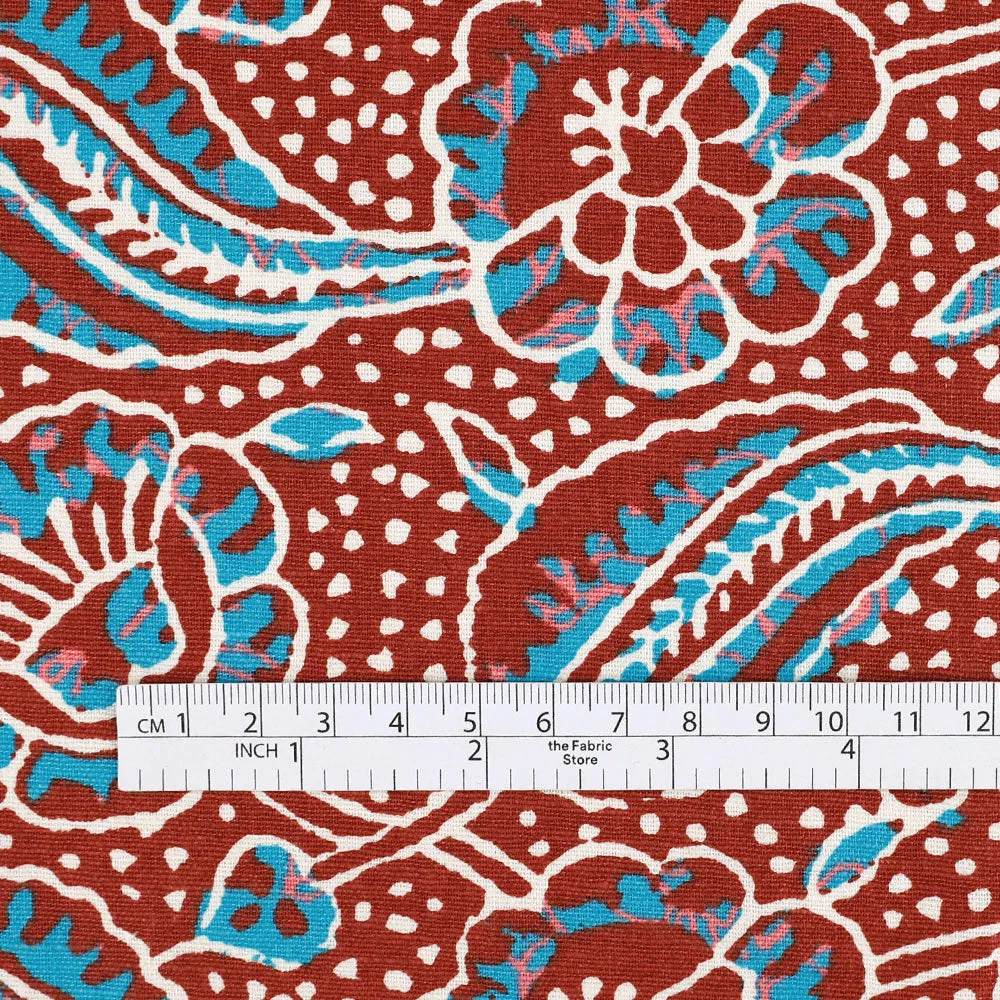 Dotted Camelia Stretch Linen / Cotton - Terra Rosa