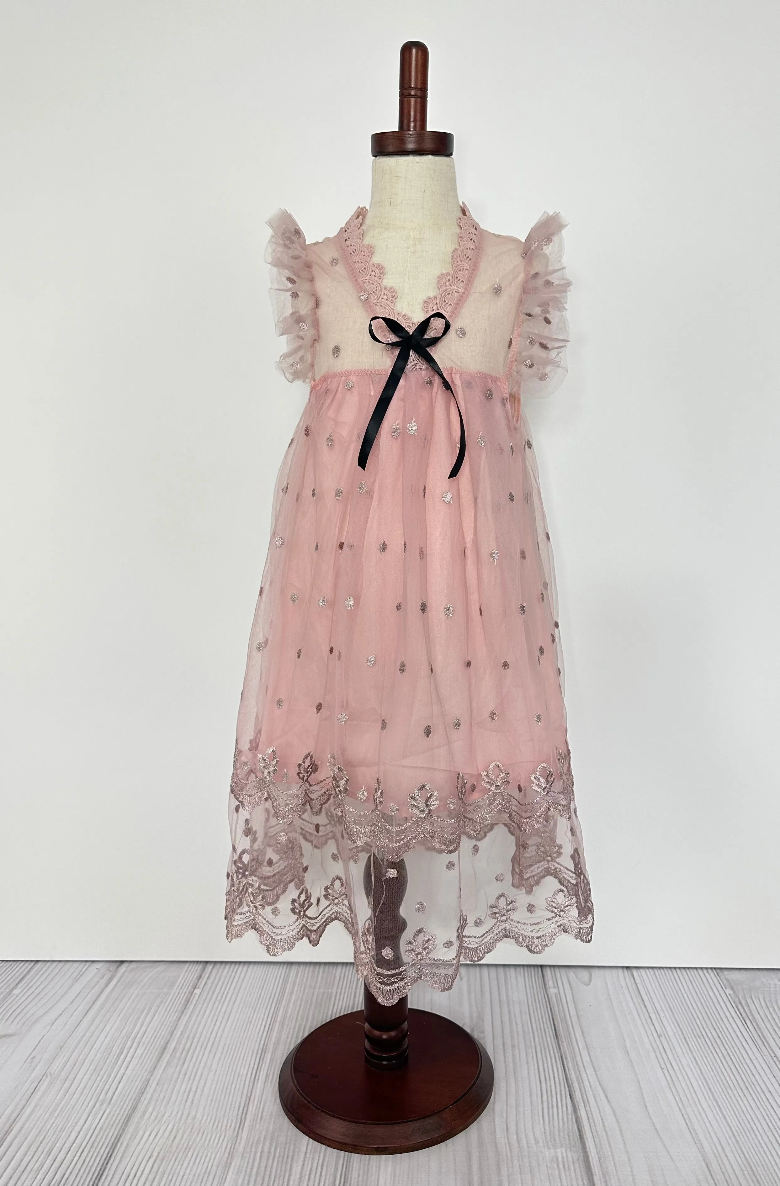 Dusty Mauve Tulle and Lace Dress