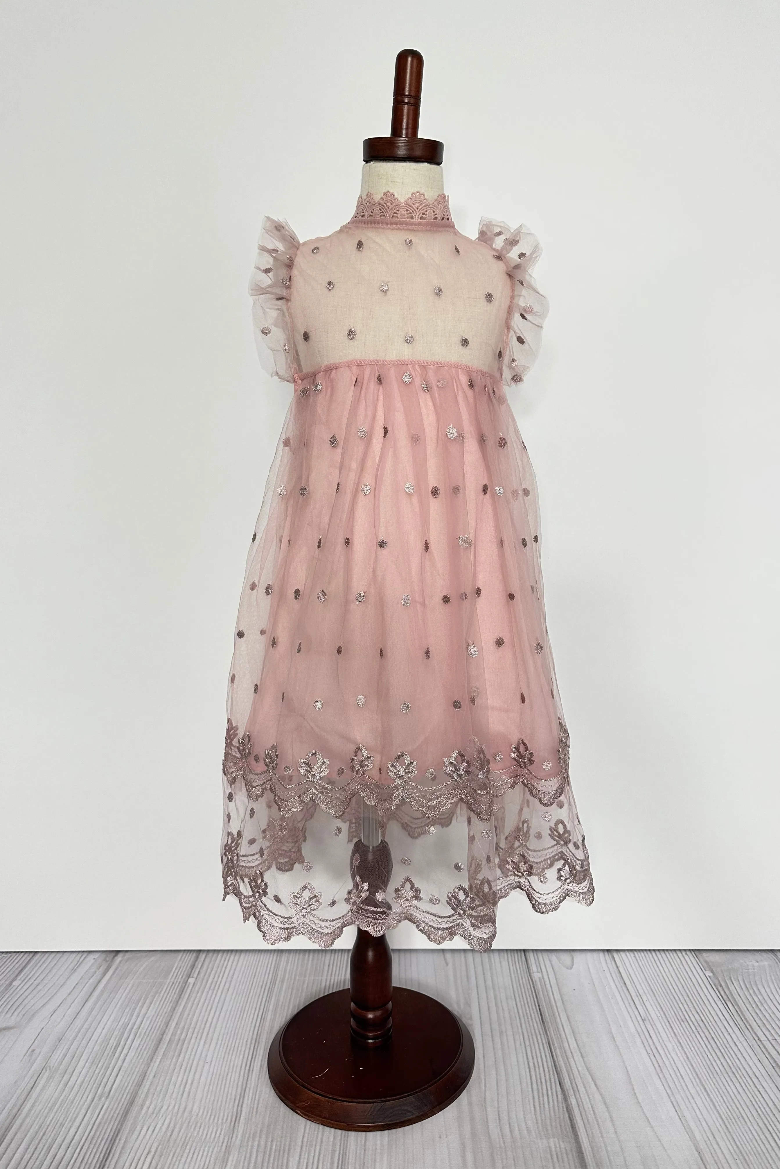 Dusty Mauve Tulle and Lace Dress