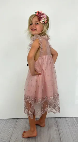 Dusty Mauve Tulle and Lace Dress