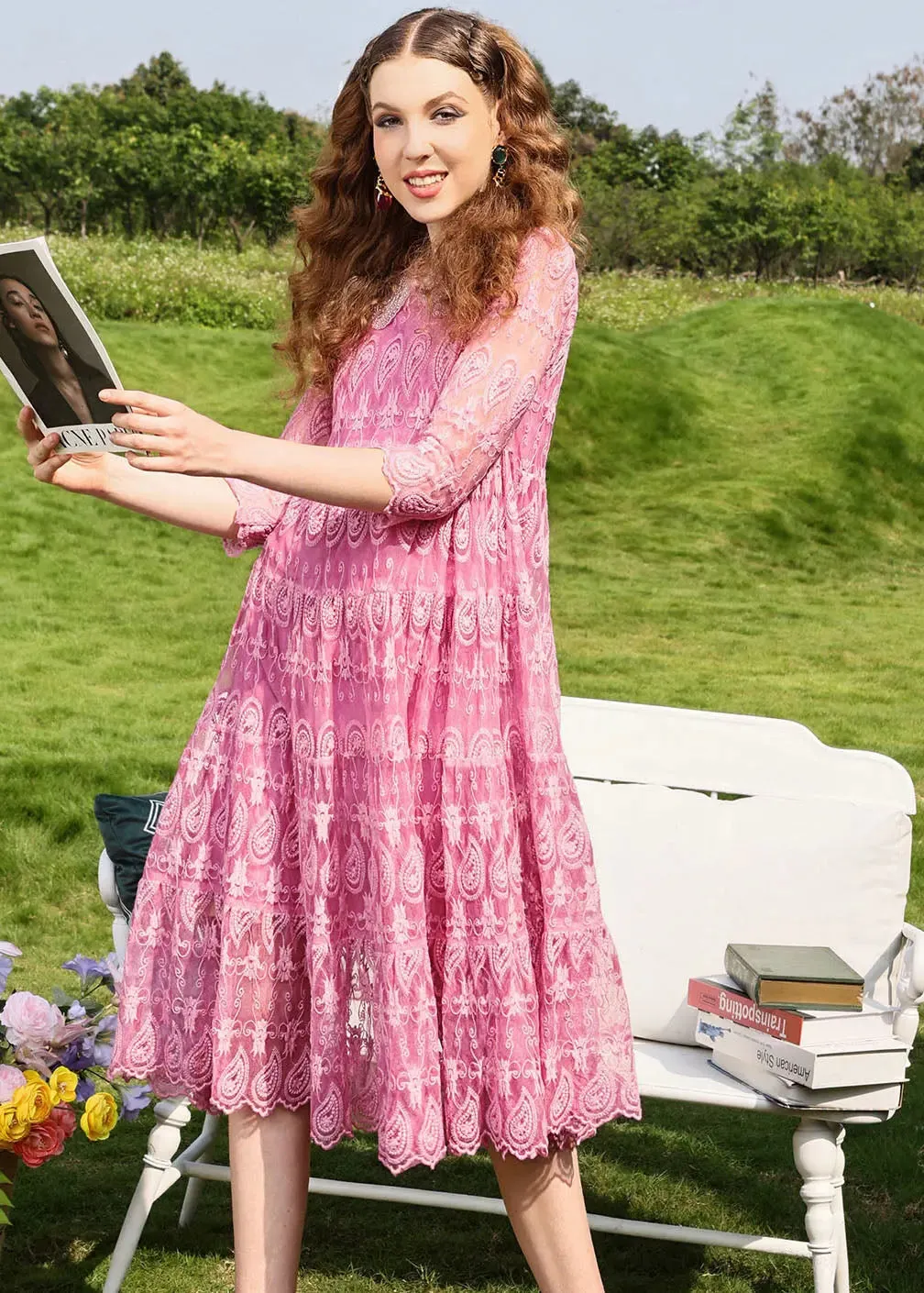 Embroidered Floral Tulle Long Dresses