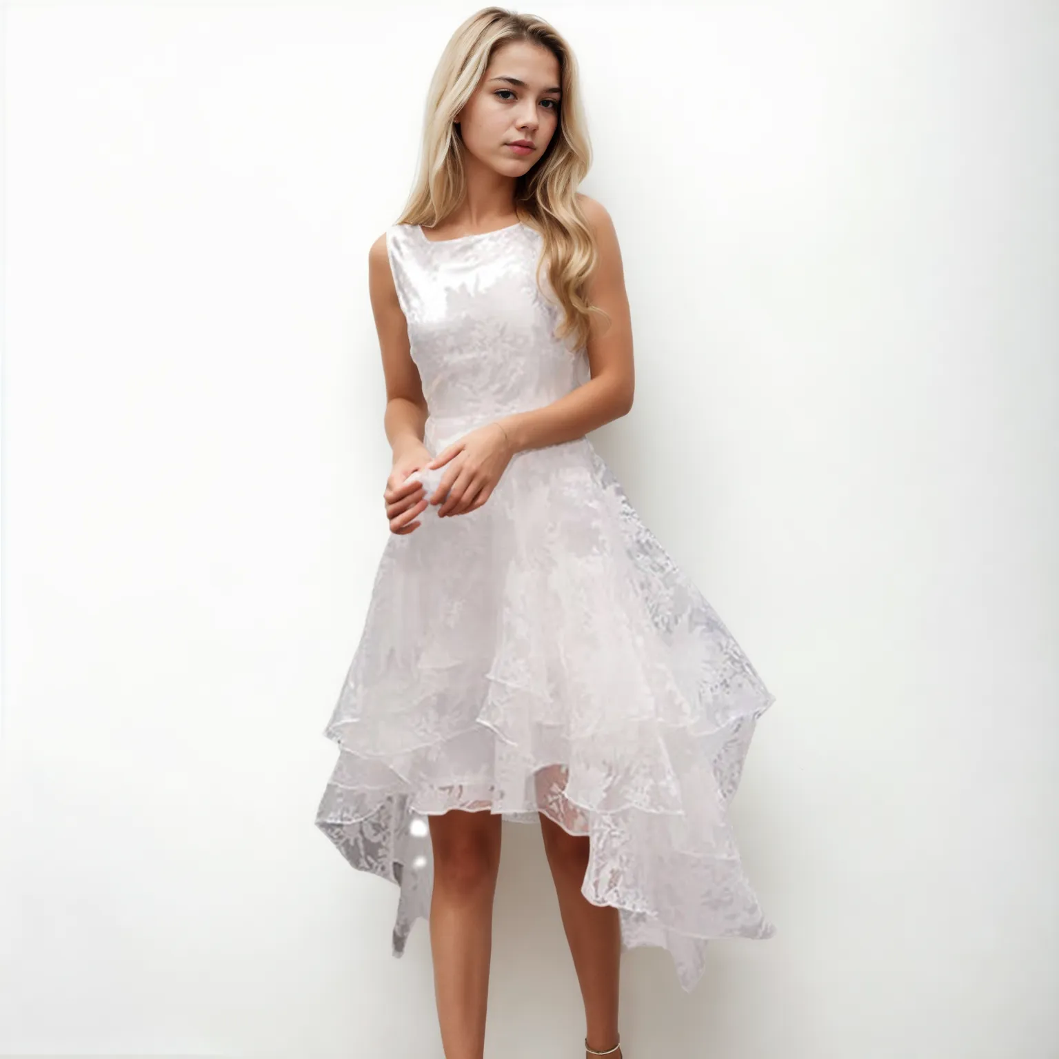 Ethereal Grace: Sleeveless Organza Swing Pettiskirt Dress