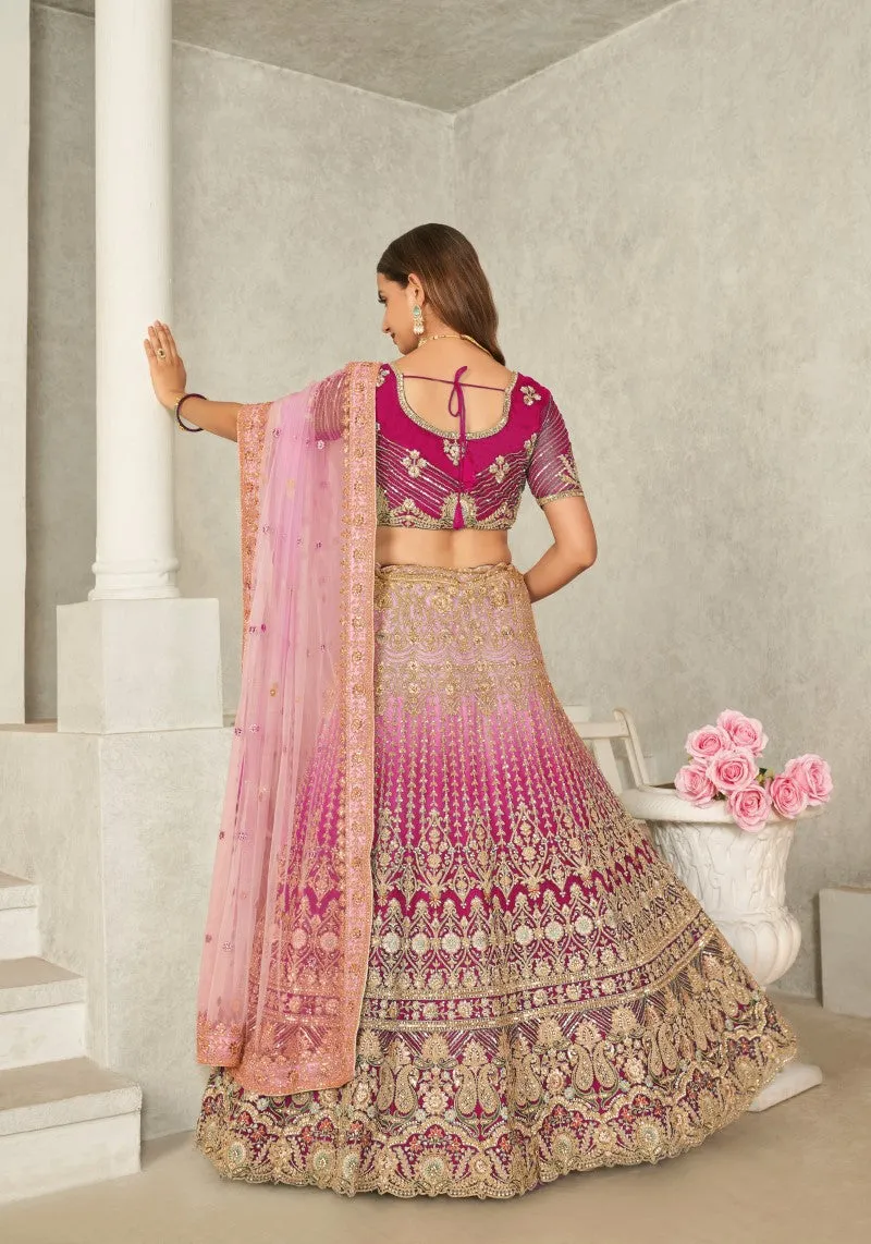 Exquisite Pink Soft Net Bridal Lehenga Choli