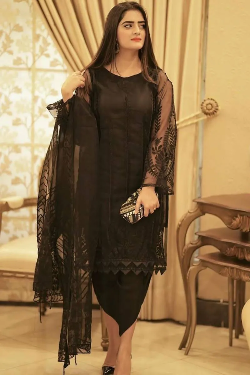 femalechoice Design#11 Organza Linen inner  Embroidered 3 pc