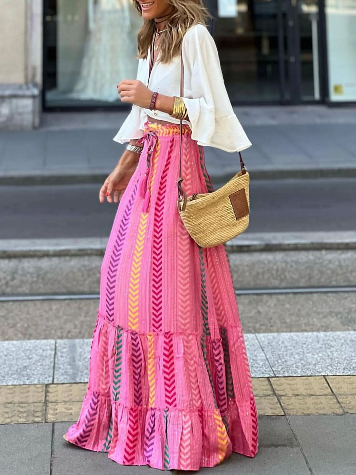 Flowy Boho Ruffled Skirt - By Lustmia
