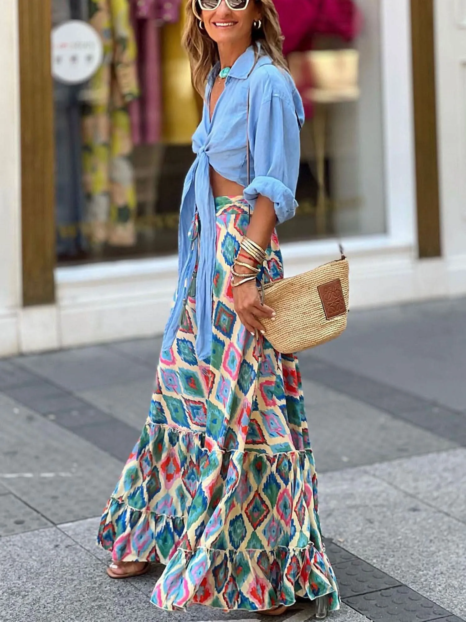 Flowy Boho Ruffled Skirt - By Lustmia