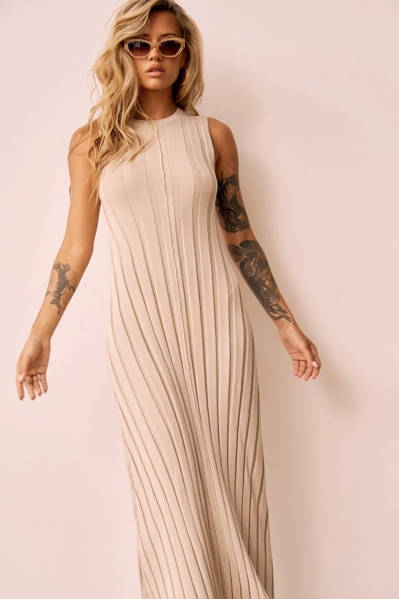 Francis Knit Maxi Dress - Beige
