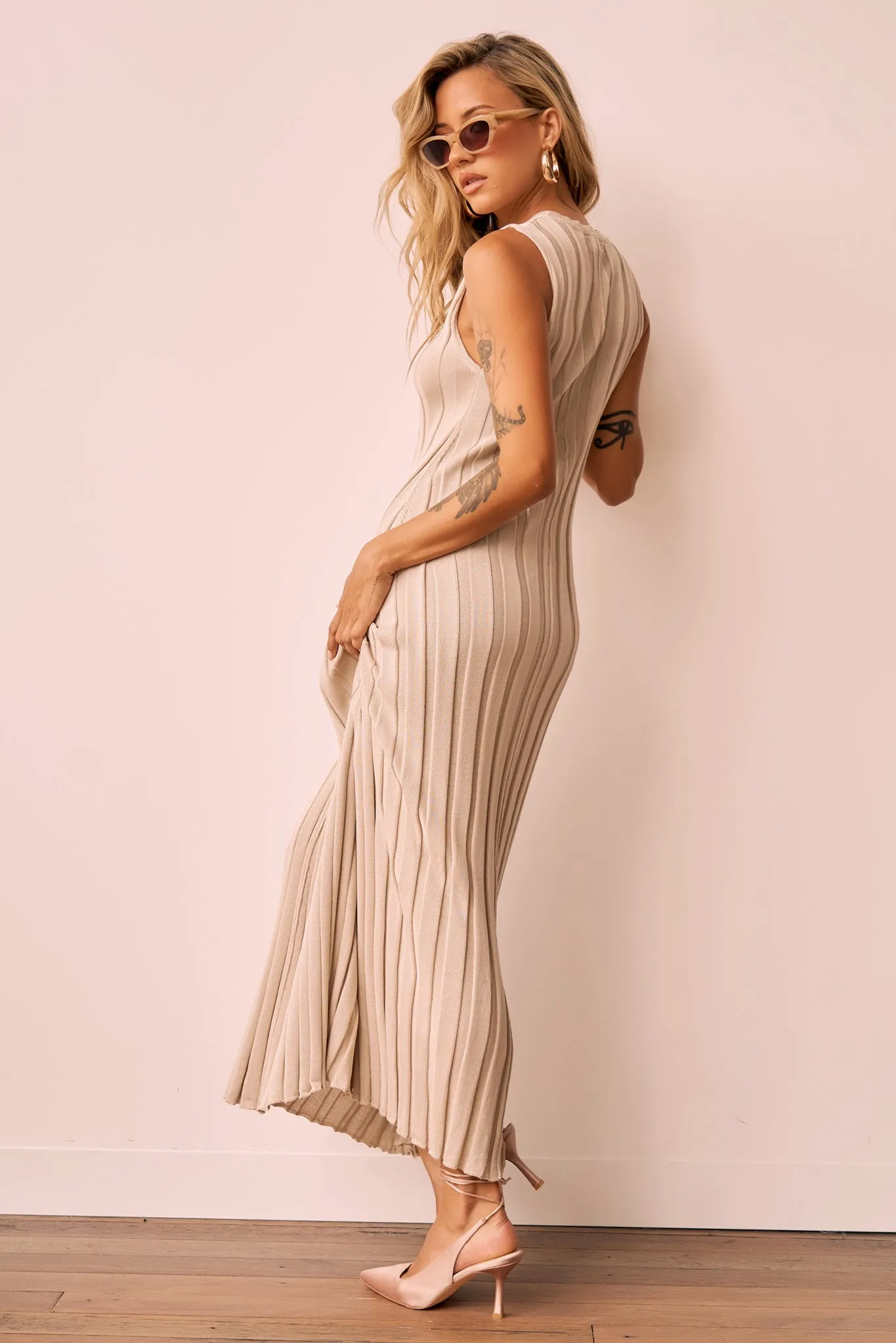 Francis Knit Maxi Dress - Beige