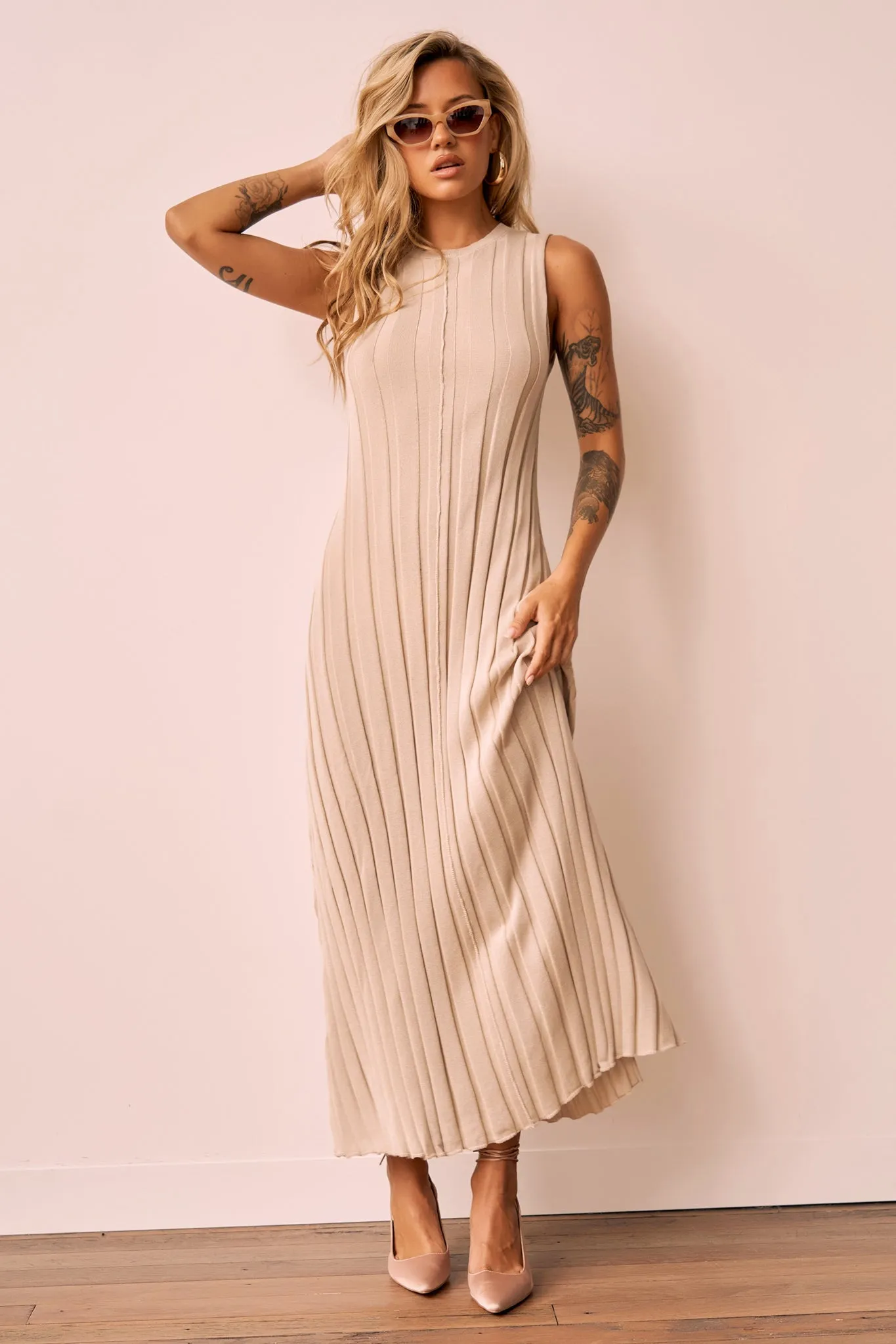 Francis Knit Maxi Dress - Beige