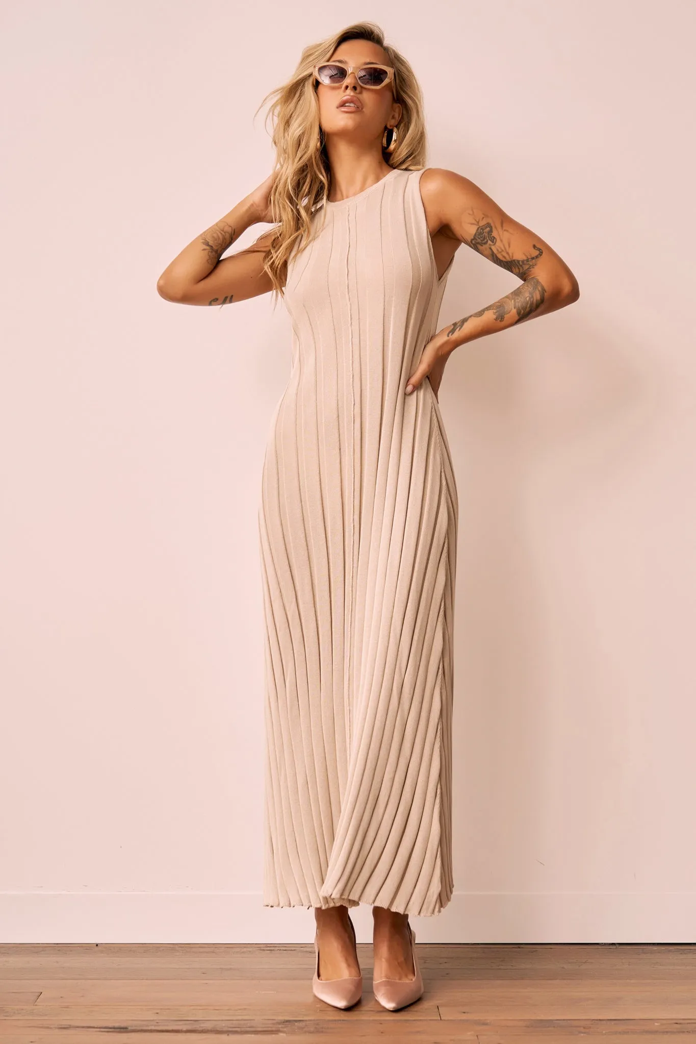 Francis Knit Maxi Dress - Beige