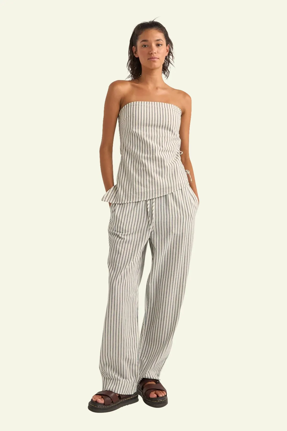 Frankie Elastic Pant – Navy Stripe