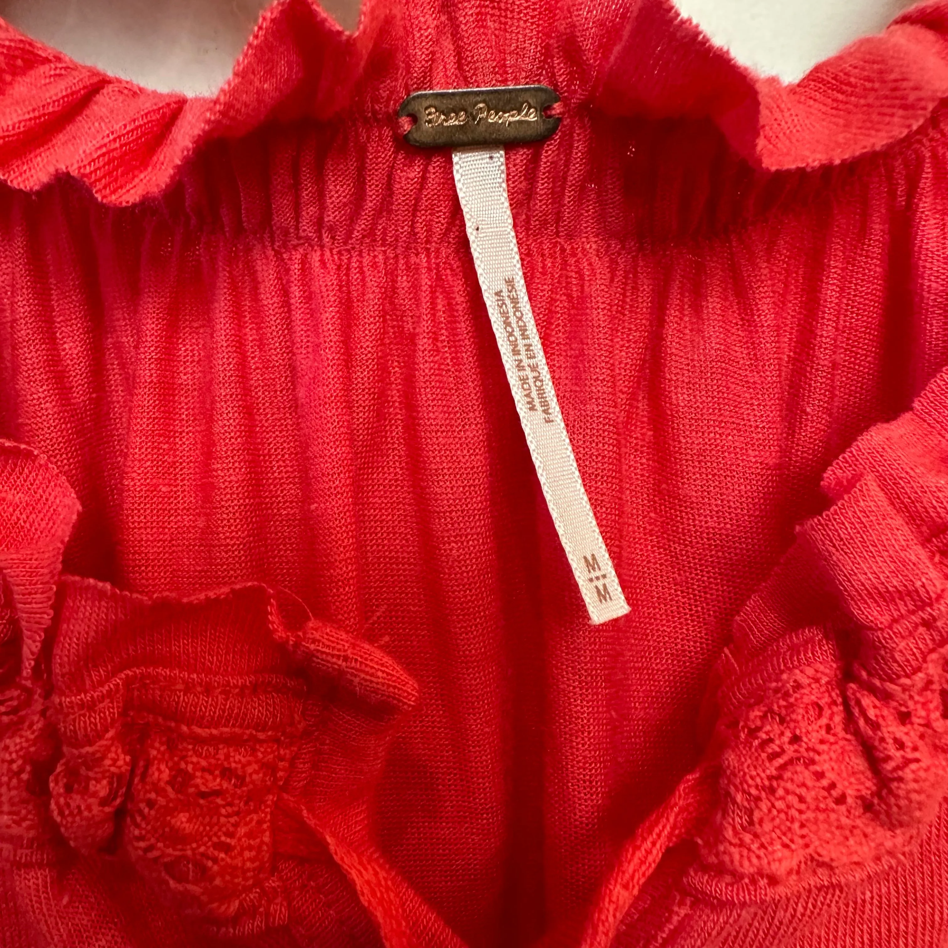 Free People Charlie Top Ruffled Relaxed Short Sleeve Blouse Medium