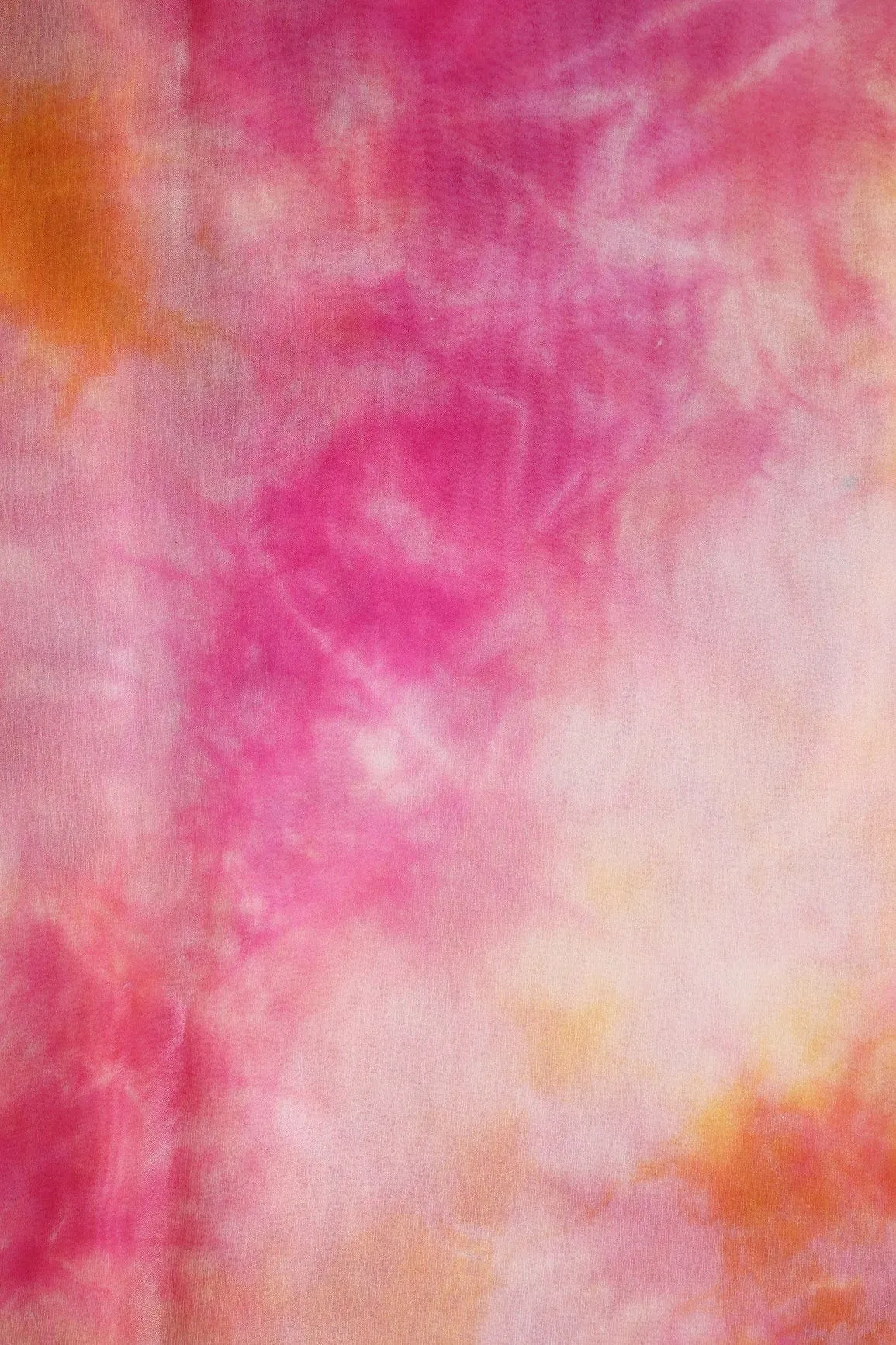 Fuchsia And Orange Tie & Dye Shibori Print On Organza Fabric