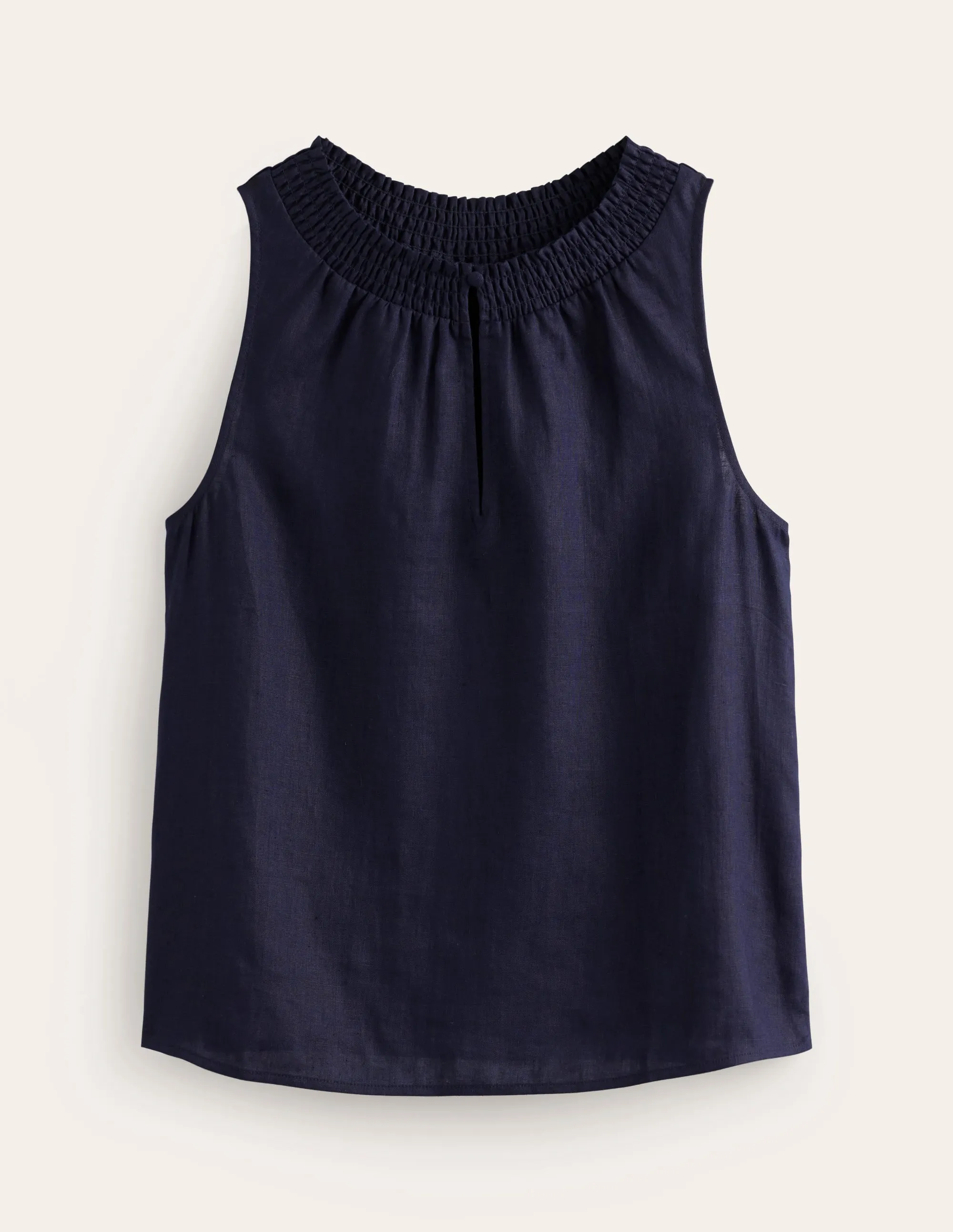 Georgia Linen Sleeveless Top-Navy