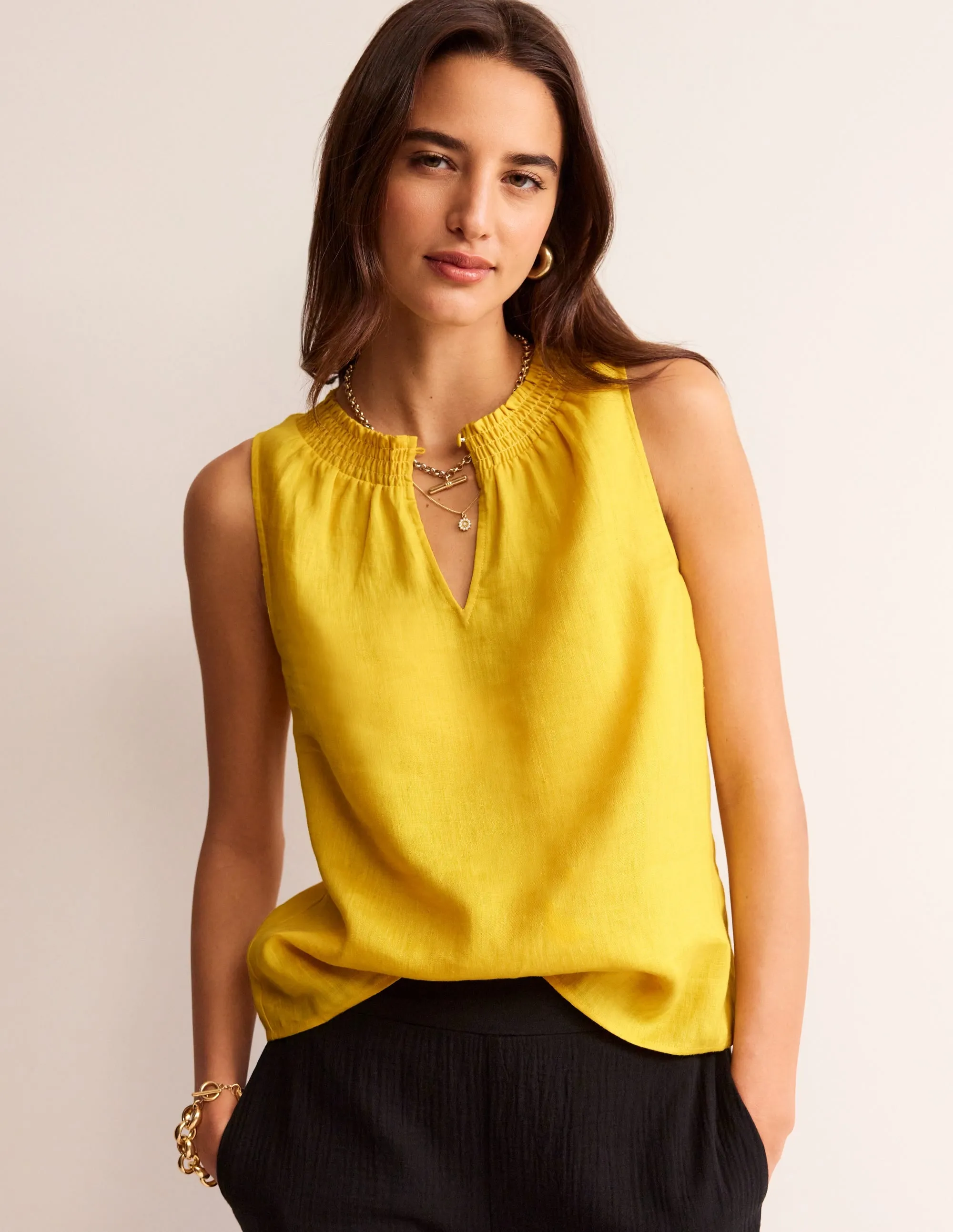 Georgia Linen Sleeveless Top-Pinapple
