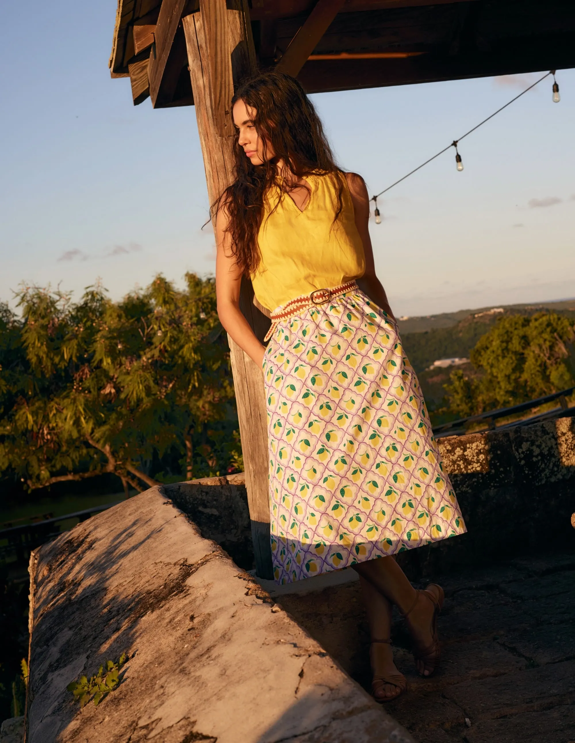 Georgia Linen Sleeveless Top-Pinapple