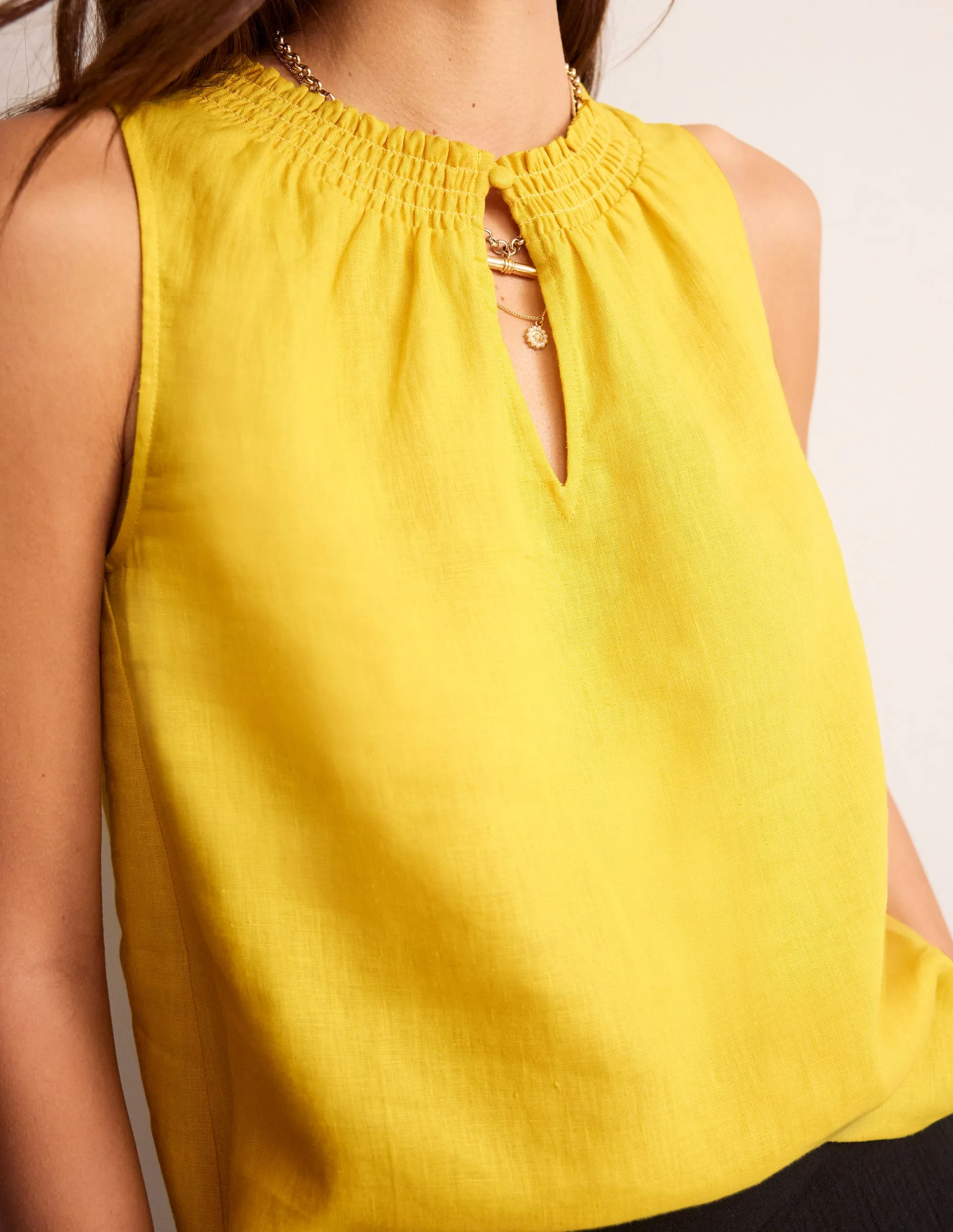 Georgia Linen Sleeveless Top-Pinapple