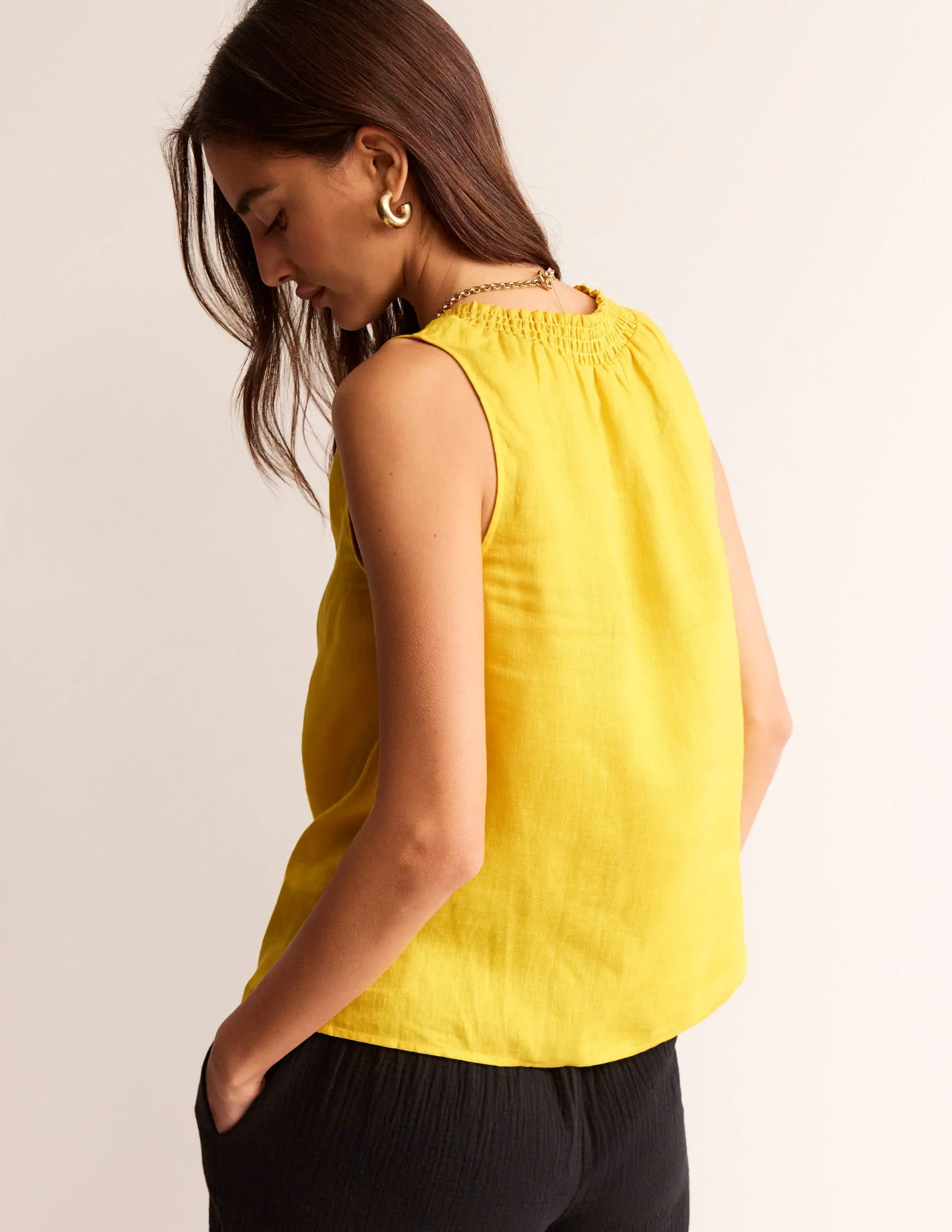 Georgia Linen Sleeveless Top-Pinapple