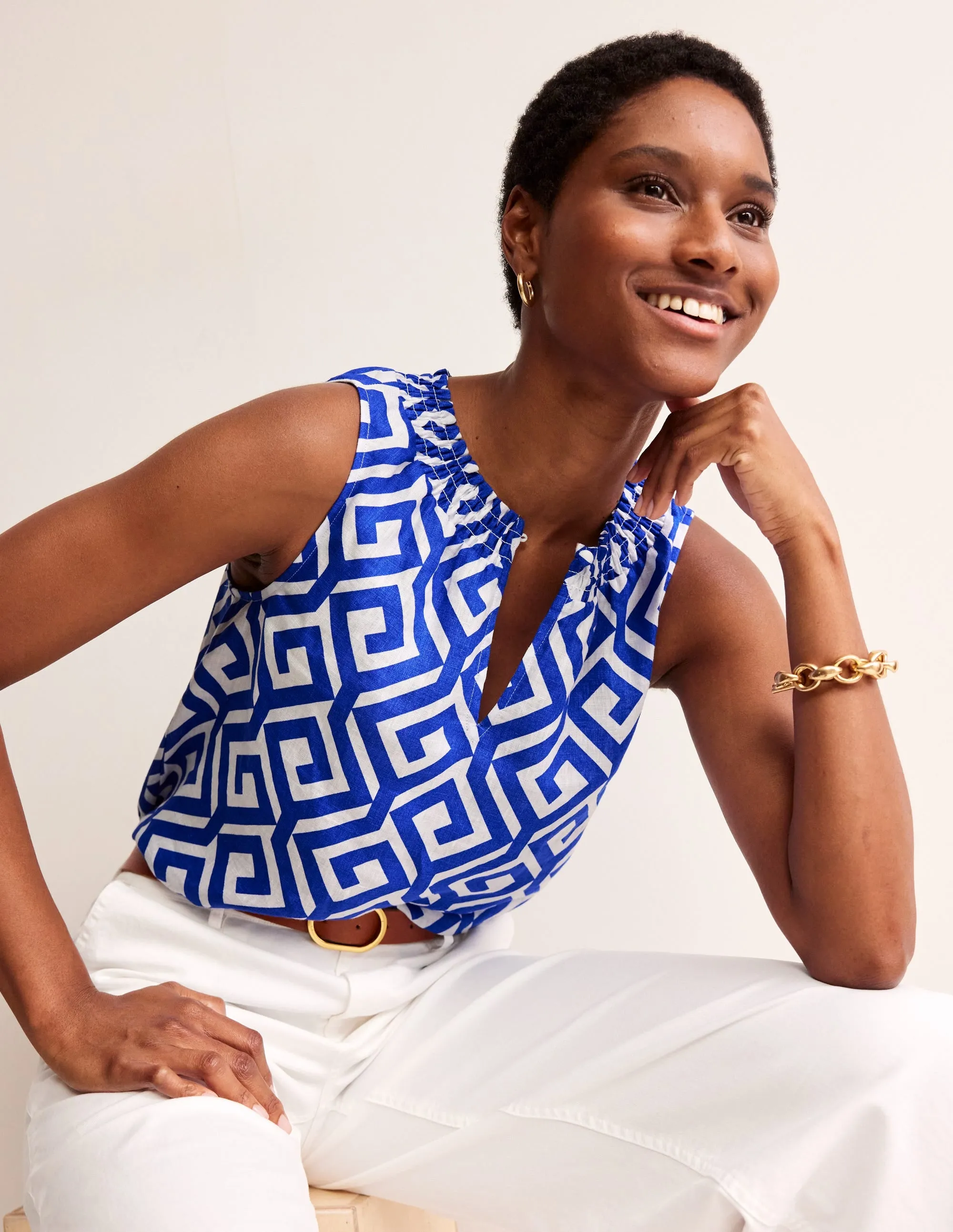 Georgia Linen Sleeveless Top-Surf the Web, Maze