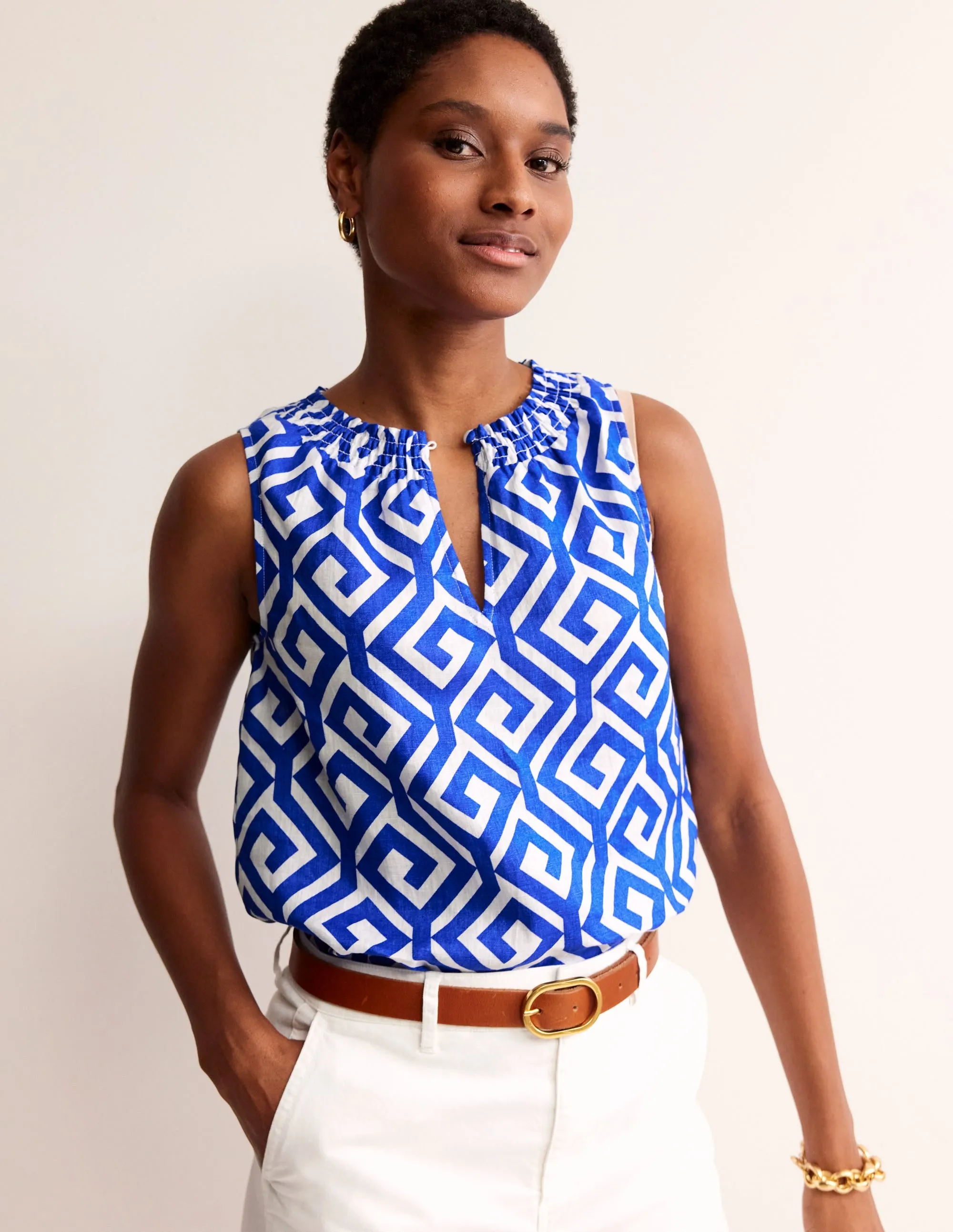 Georgia Linen Sleeveless Top-Surf the Web, Maze
