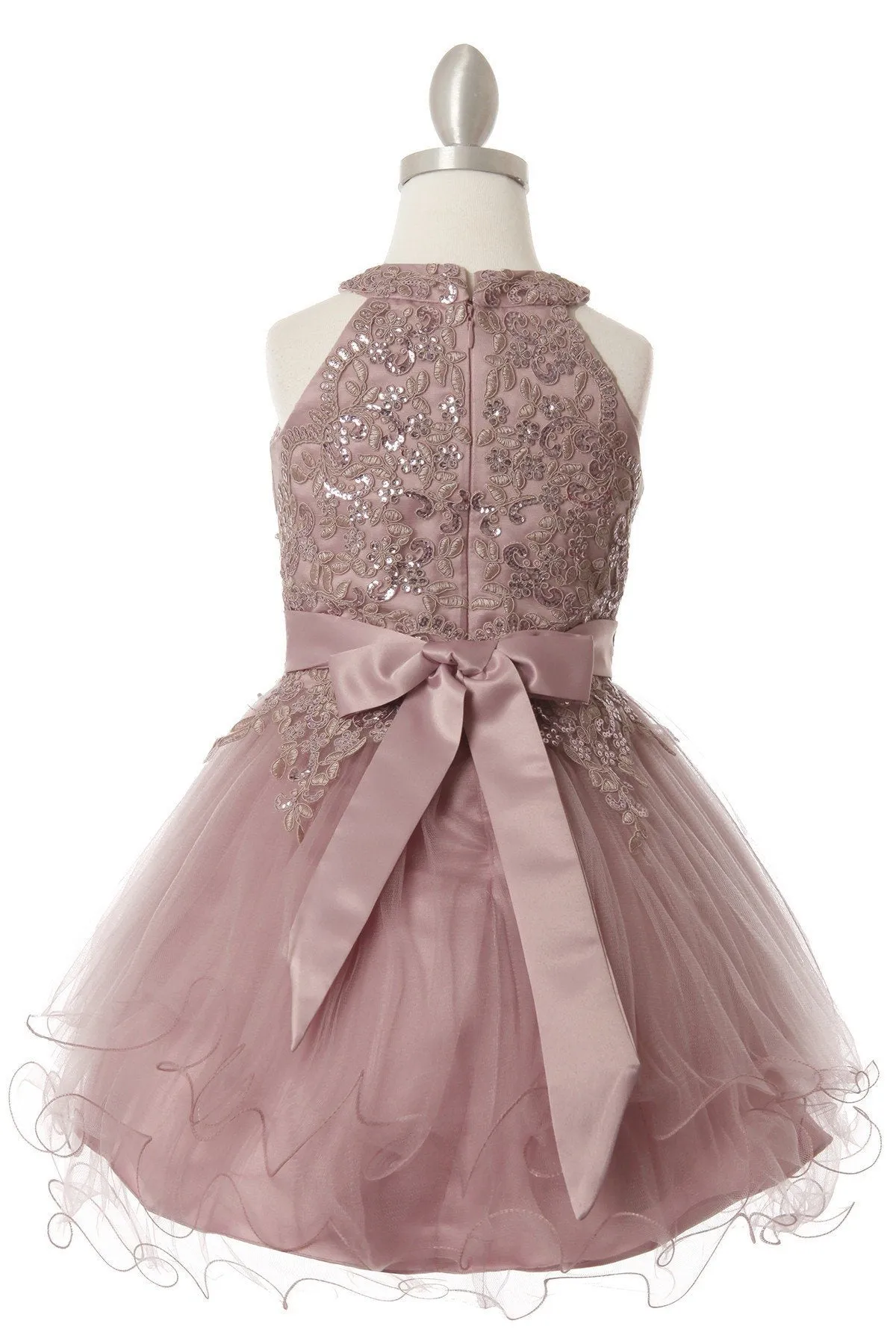 Girls Short Applique Halter Dress by Cinderella Couture 5100