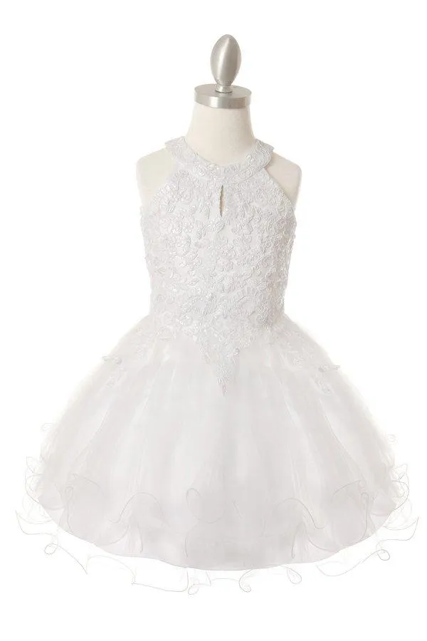 Girls Short Applique Halter Dress by Cinderella Couture 5100