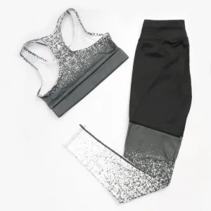 Gradient Print Leggings & Bra ombre Stretchy Running Gym Suits