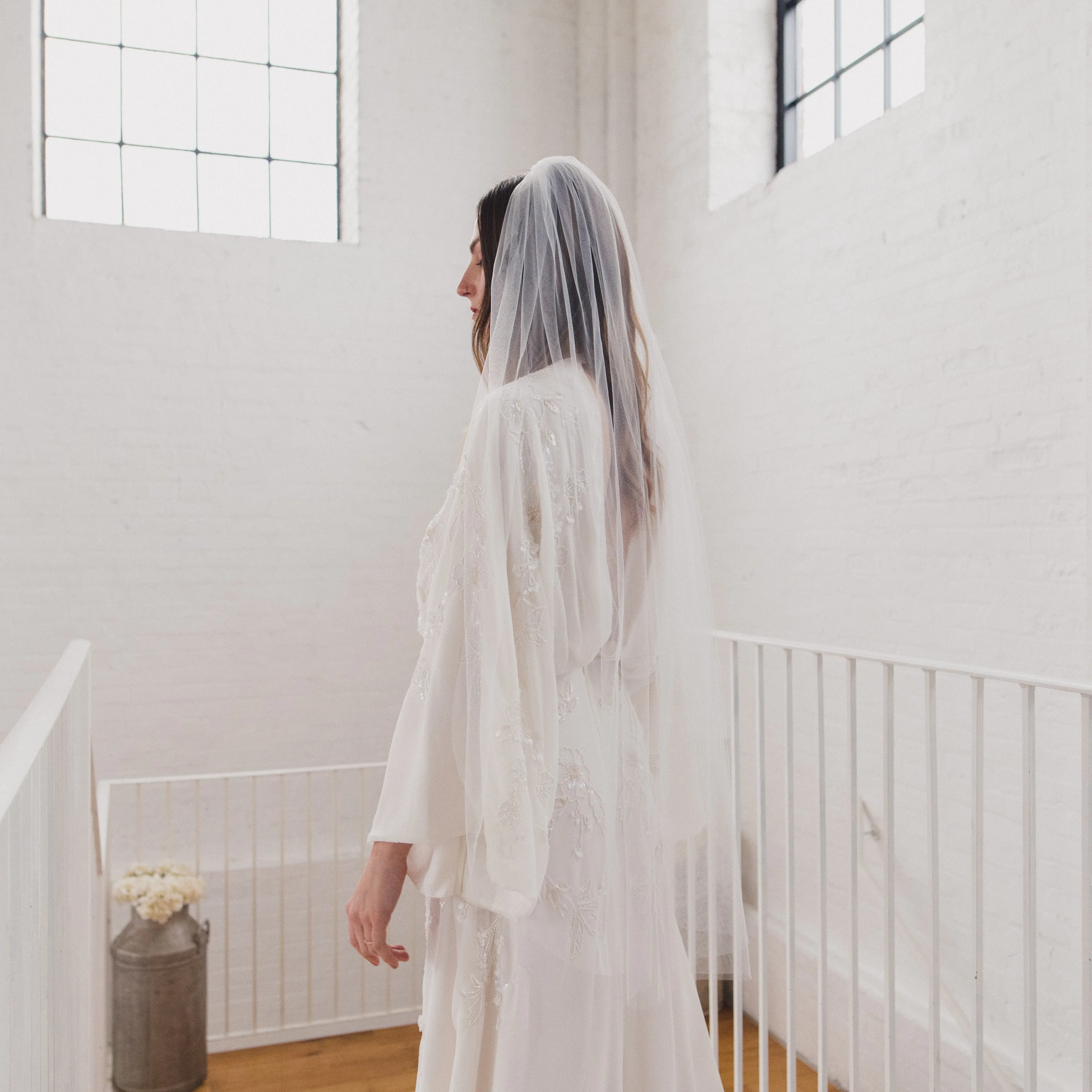 HOPE | Soft tulle single tier veil (narrow width)