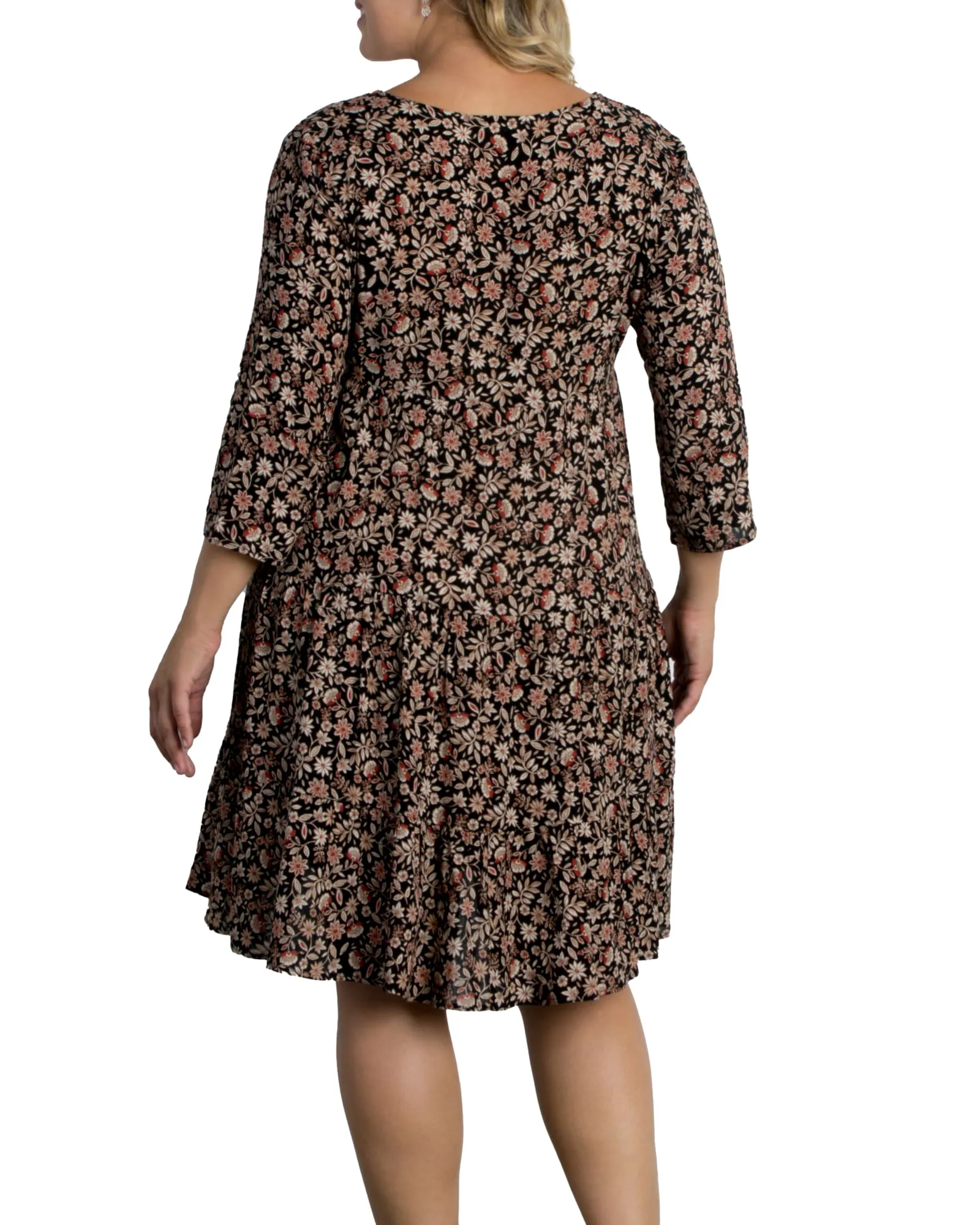 Issy Tiered Dress | BLACK FLORAL PRINT