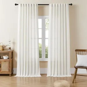 Joydeco Off White Linen Curtains for Living Room Patio Curtains