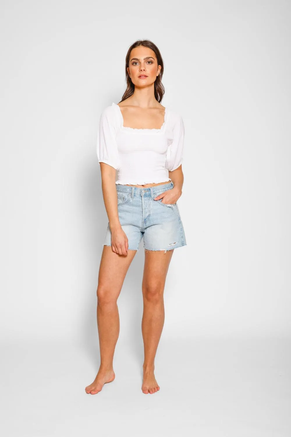 Koy Miami Smocked Crop Top