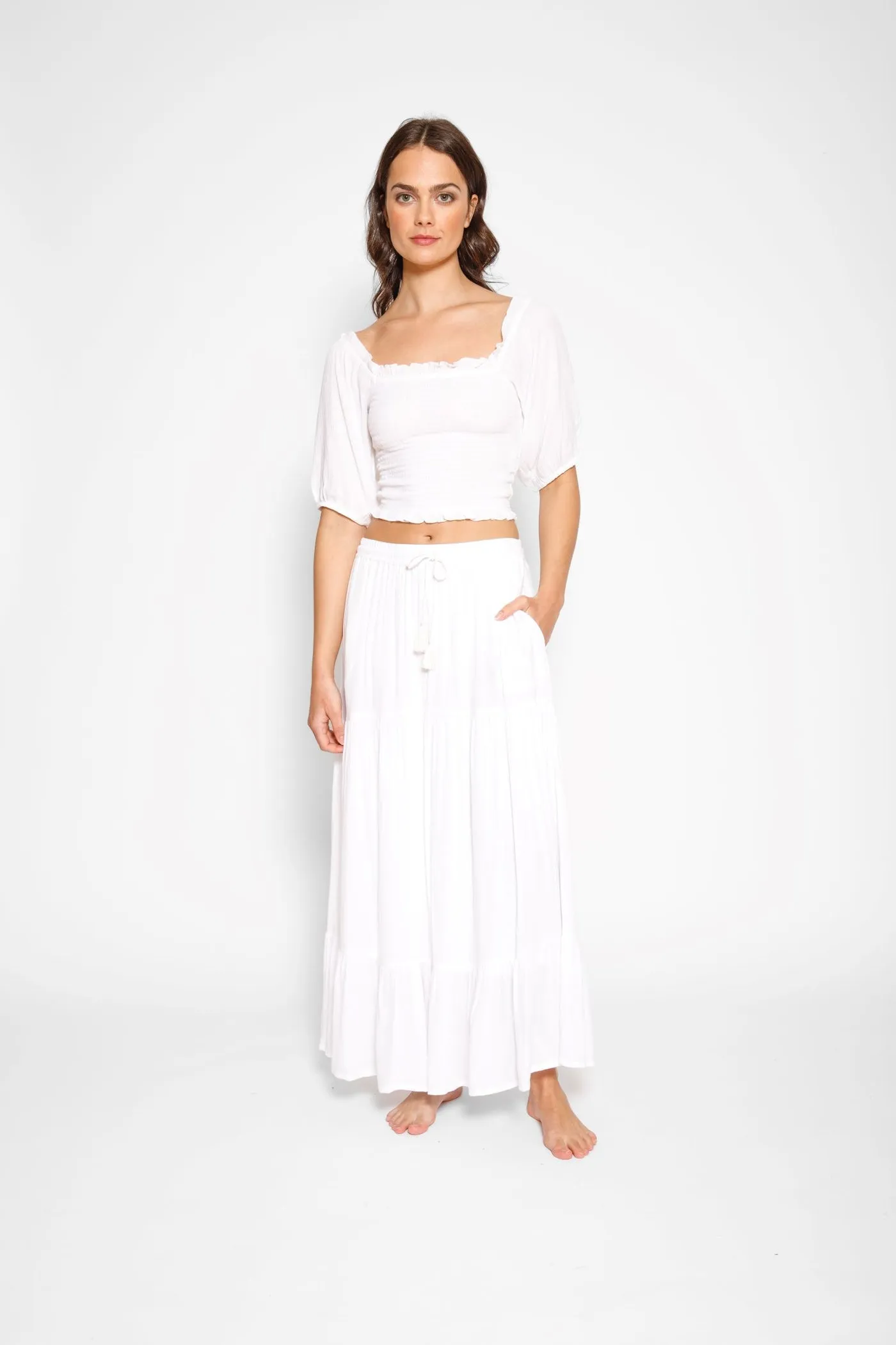 Koy Miami Smocked Crop Top