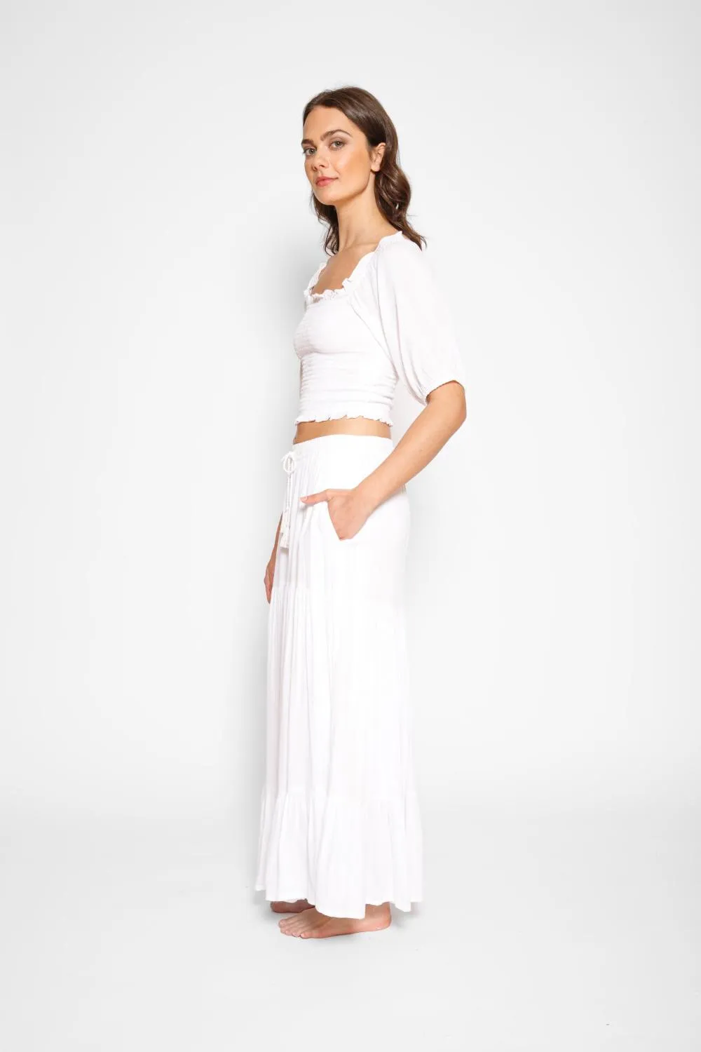 Koy Miami Smocked Crop Top