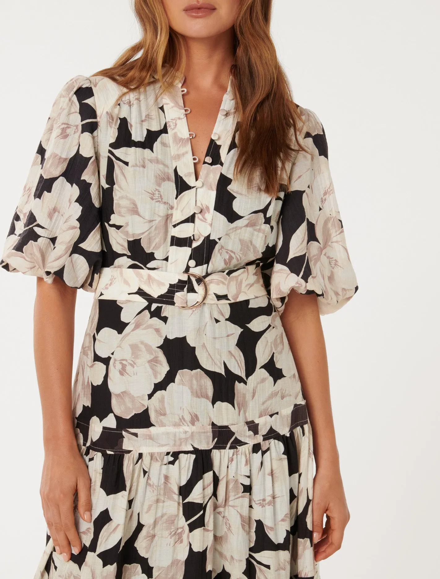 Leona Short-Sleeved Pin Tuck Midi Dress