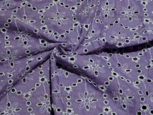 Levender Floral Lacknavi Schiffli Embroidered Fabric