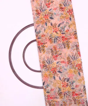 Light Peach Colour Floral Digital Print Organza Fabric