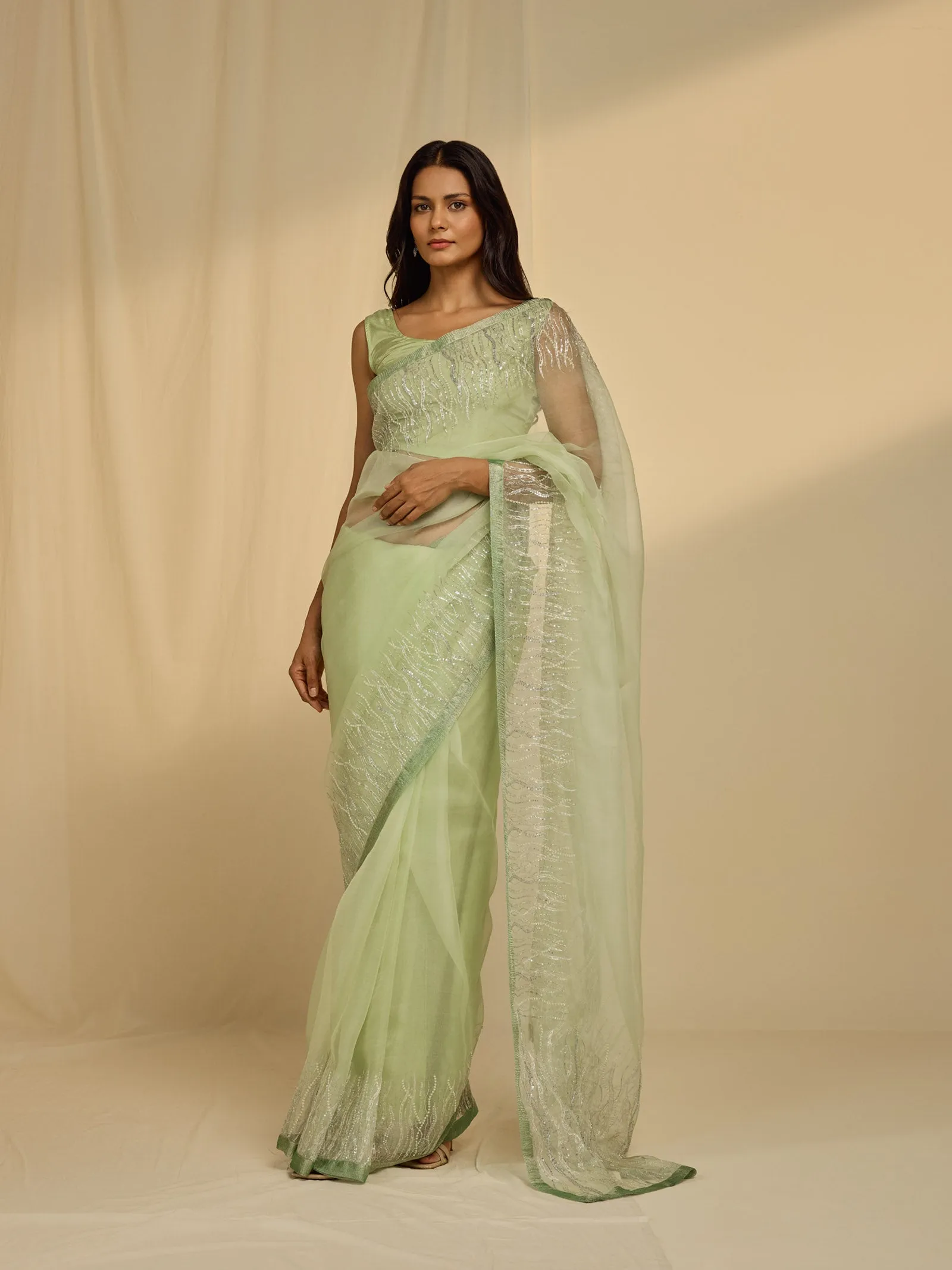 Lightening Mint Organza Saree