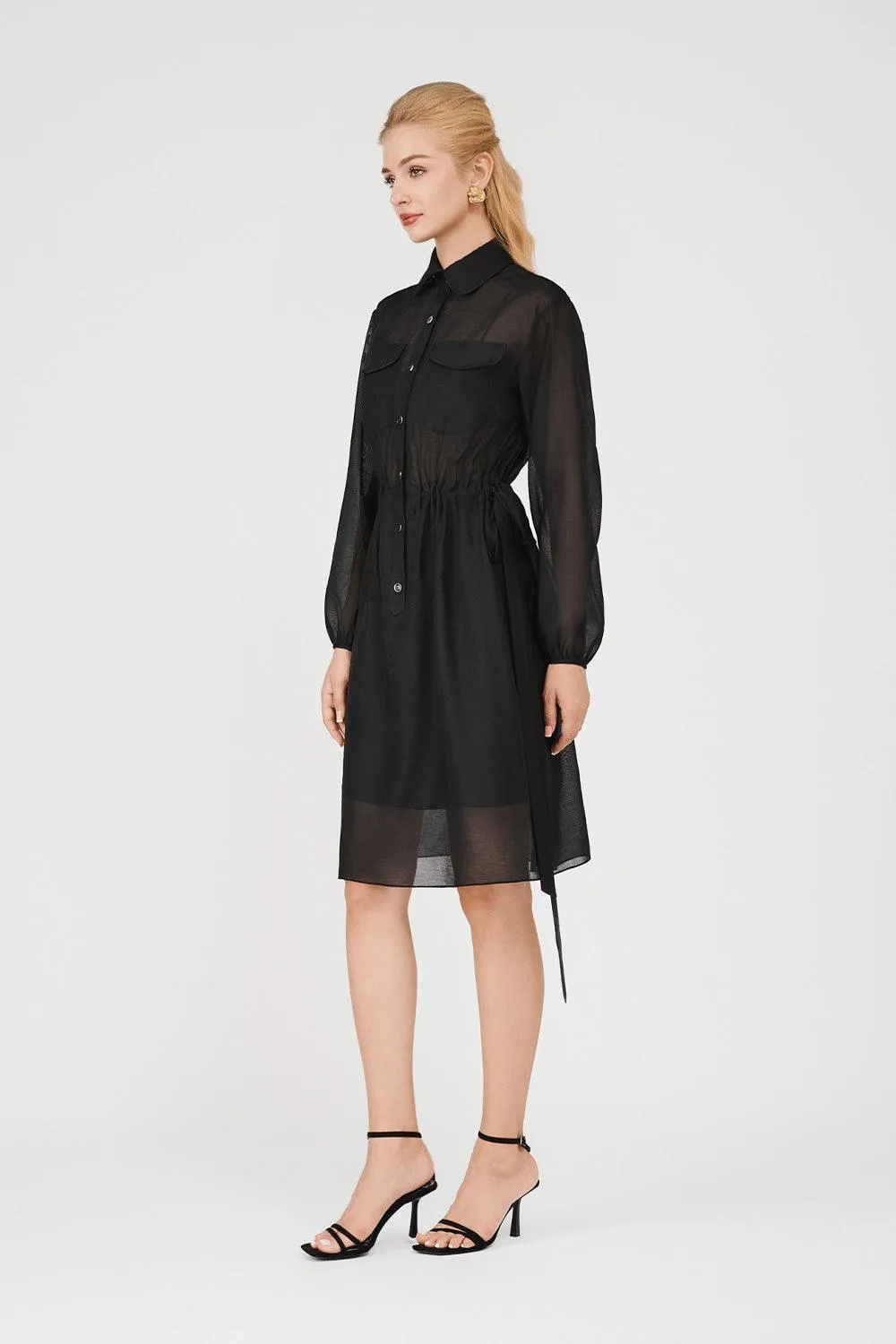 Maisie A-line See-Through Organza Midi Dress