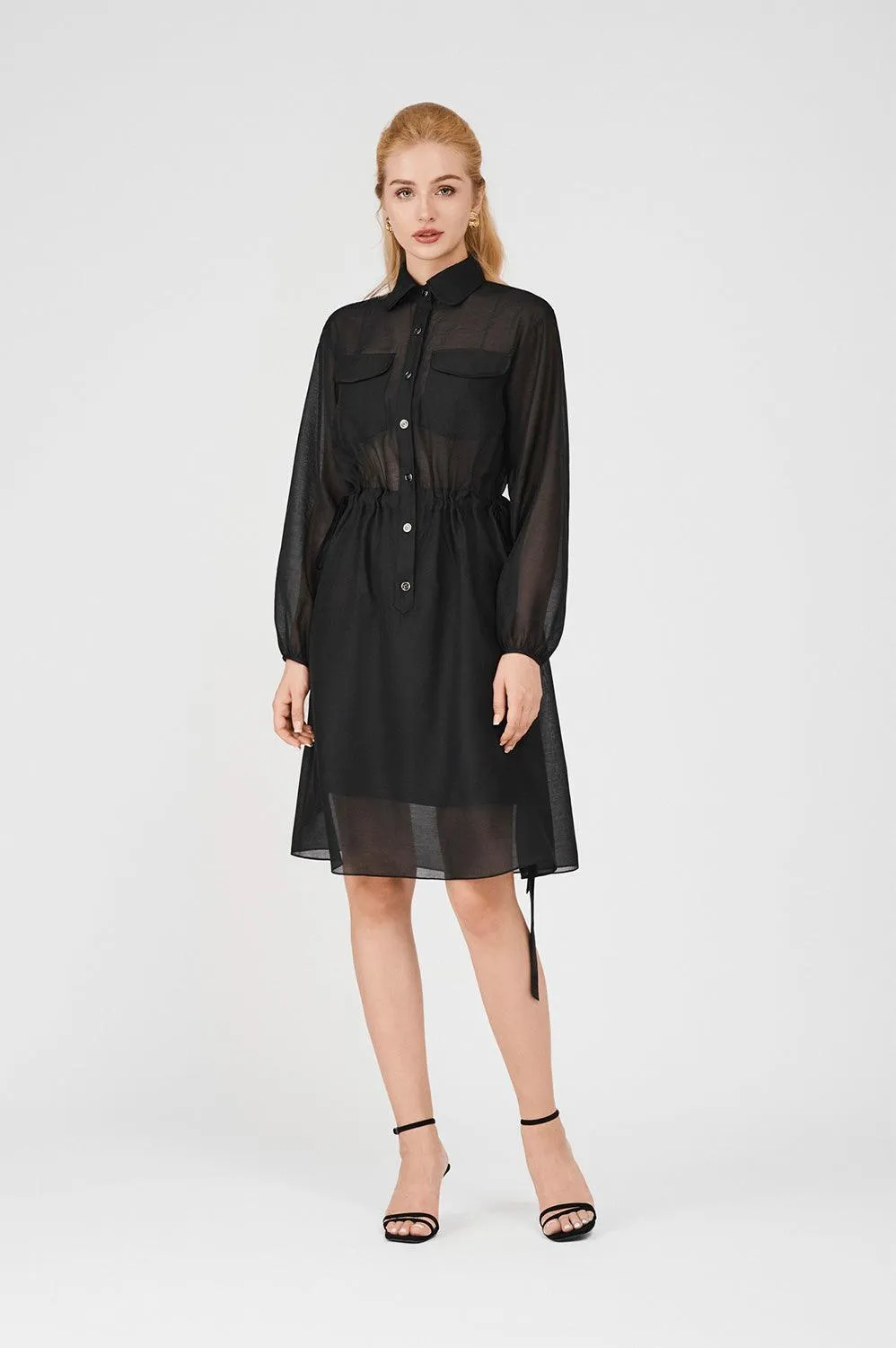 Maisie A-line See-Through Organza Midi Dress