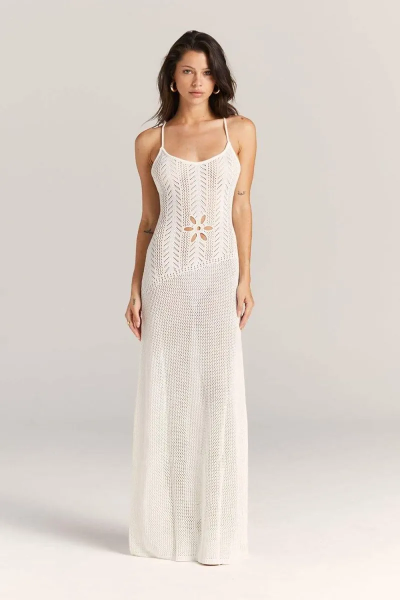 Marjorie Flower Cut-out Crochet Maxi Dress