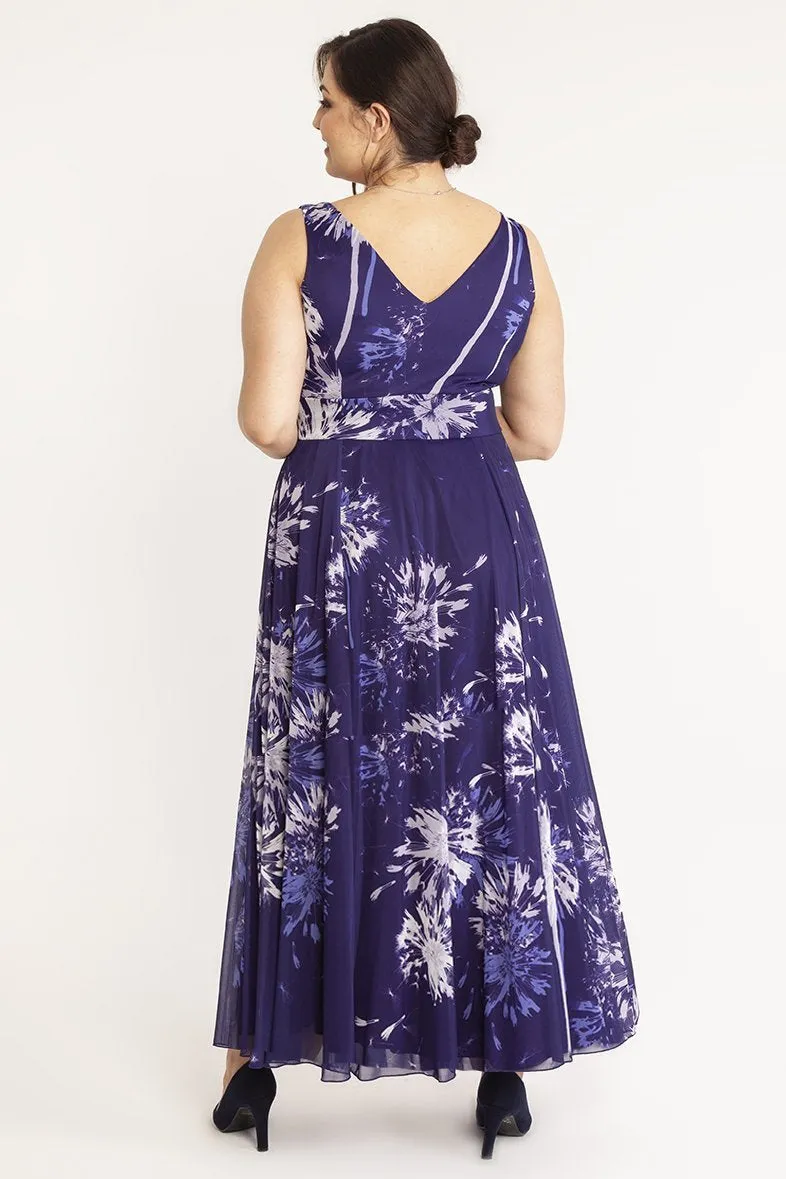Martha Purple Print Maxi Dress