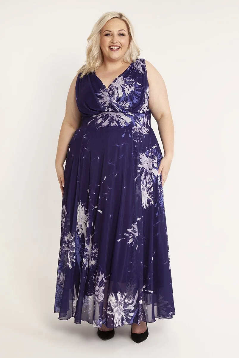 Martha Purple Print Maxi Dress