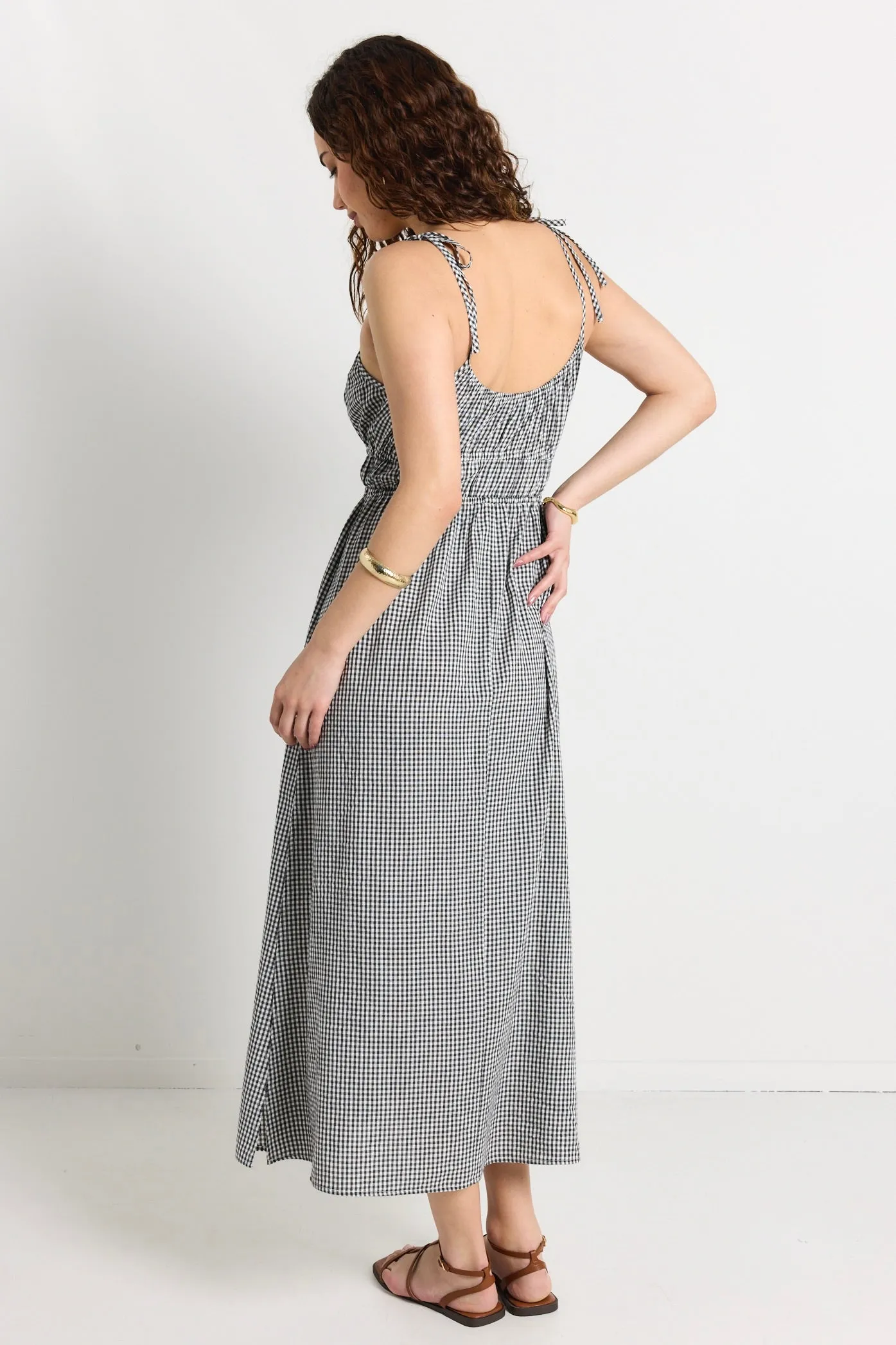 Matrix Gingham Strappy Midi Dress