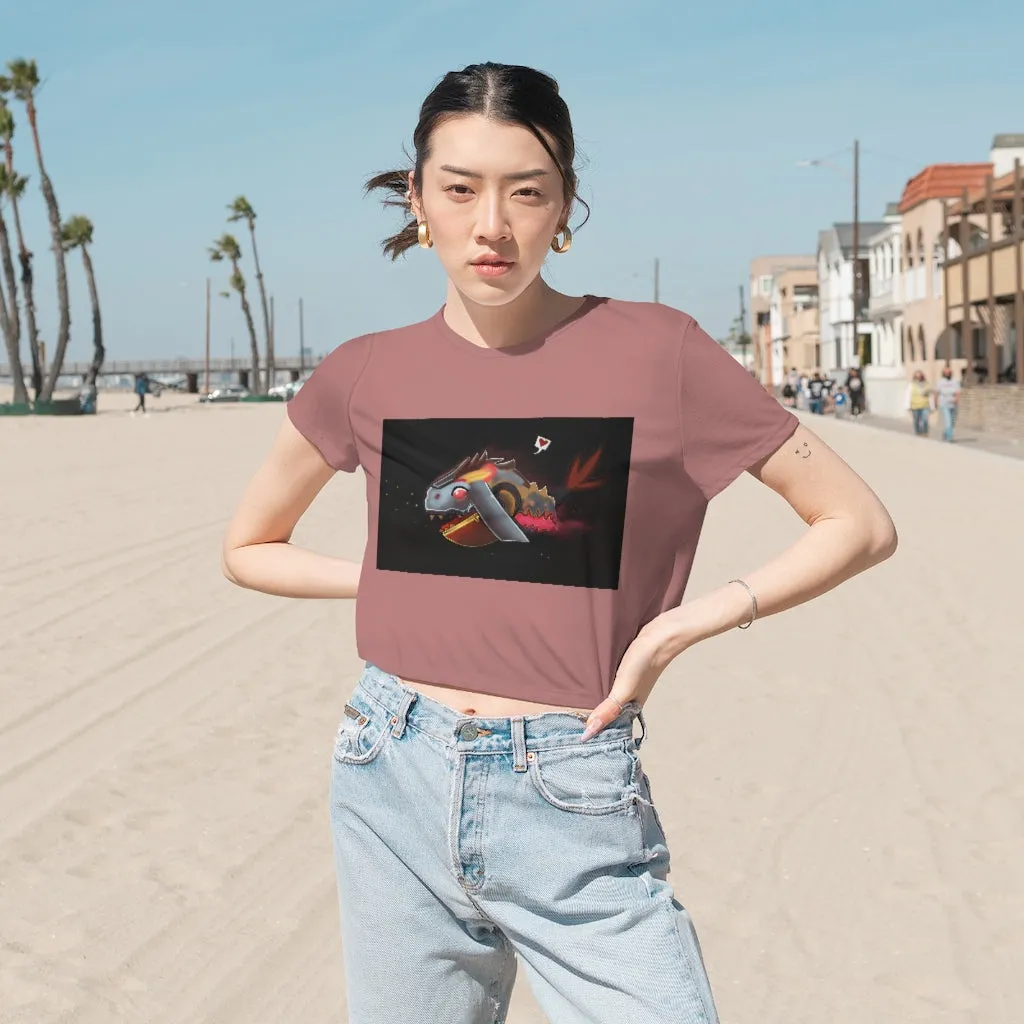 Mecha Whale Strider Women's Flowy Cropped Tee