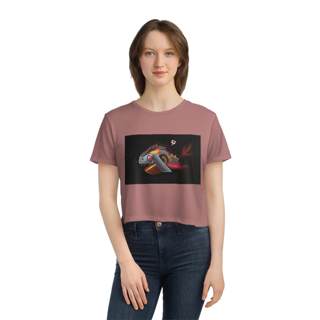Mecha Whale Strider Women's Flowy Cropped Tee