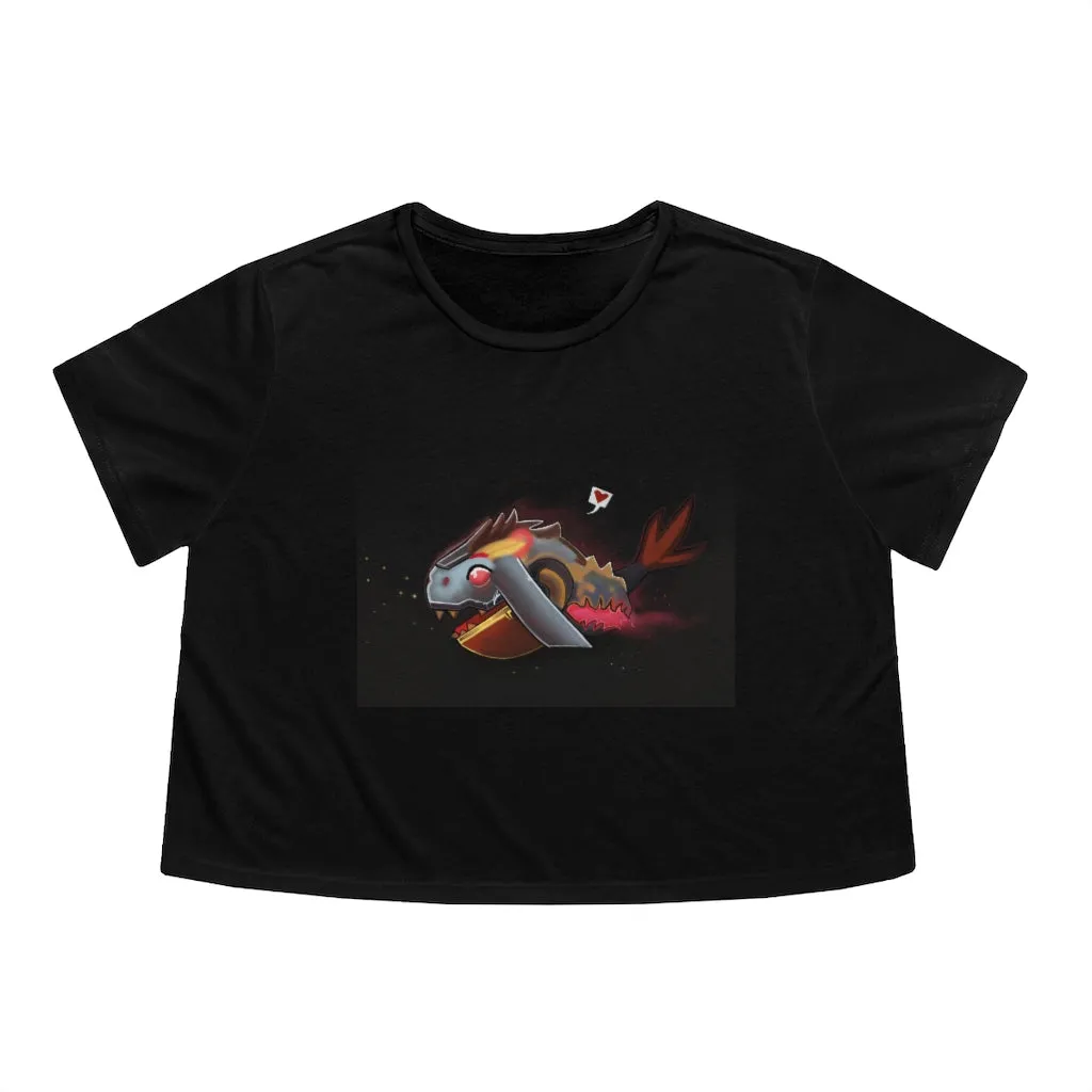 Mecha Whale Strider Women's Flowy Cropped Tee