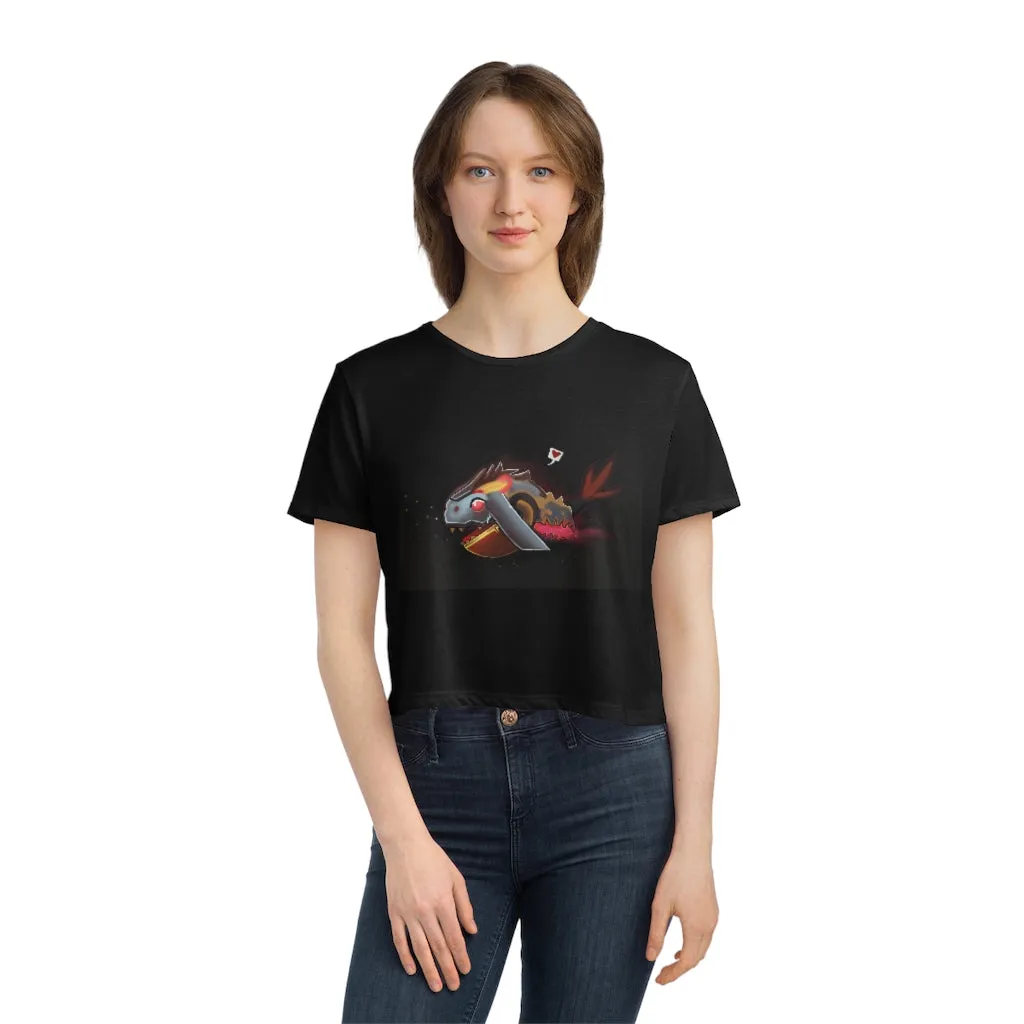 Mecha Whale Strider Women's Flowy Cropped Tee