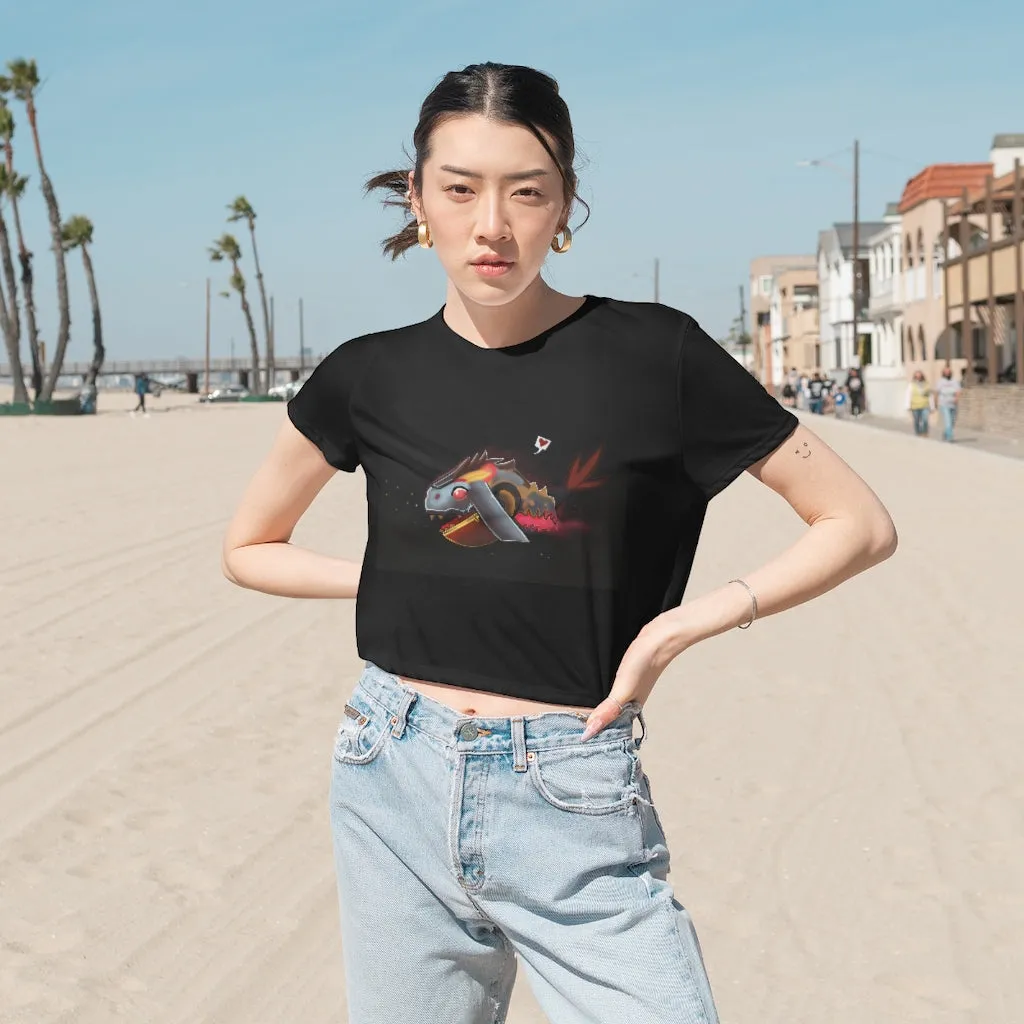 Mecha Whale Strider Women's Flowy Cropped Tee