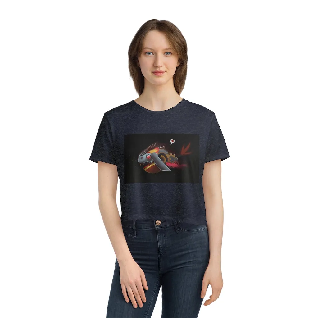 Mecha Whale Strider Women's Flowy Cropped Tee